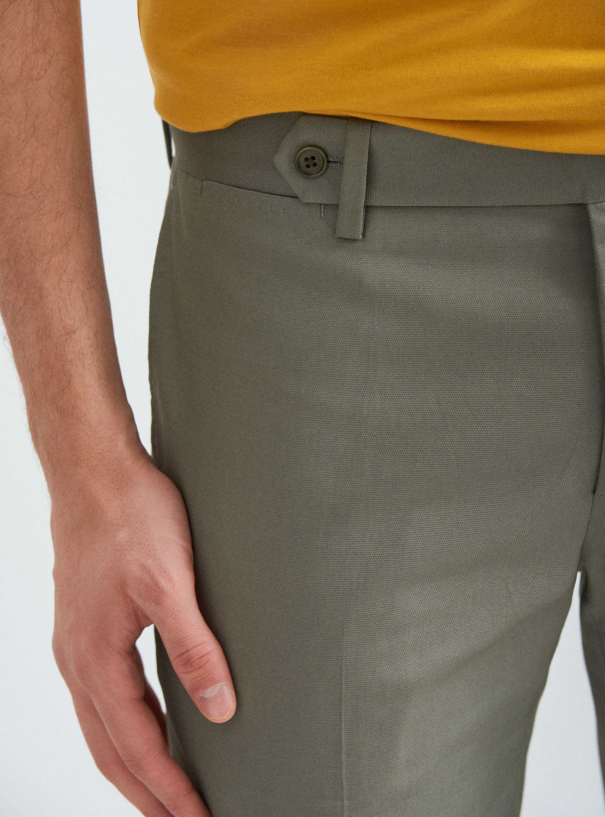 Armoured stretch cotton suit trousers, SALVIA 0602C