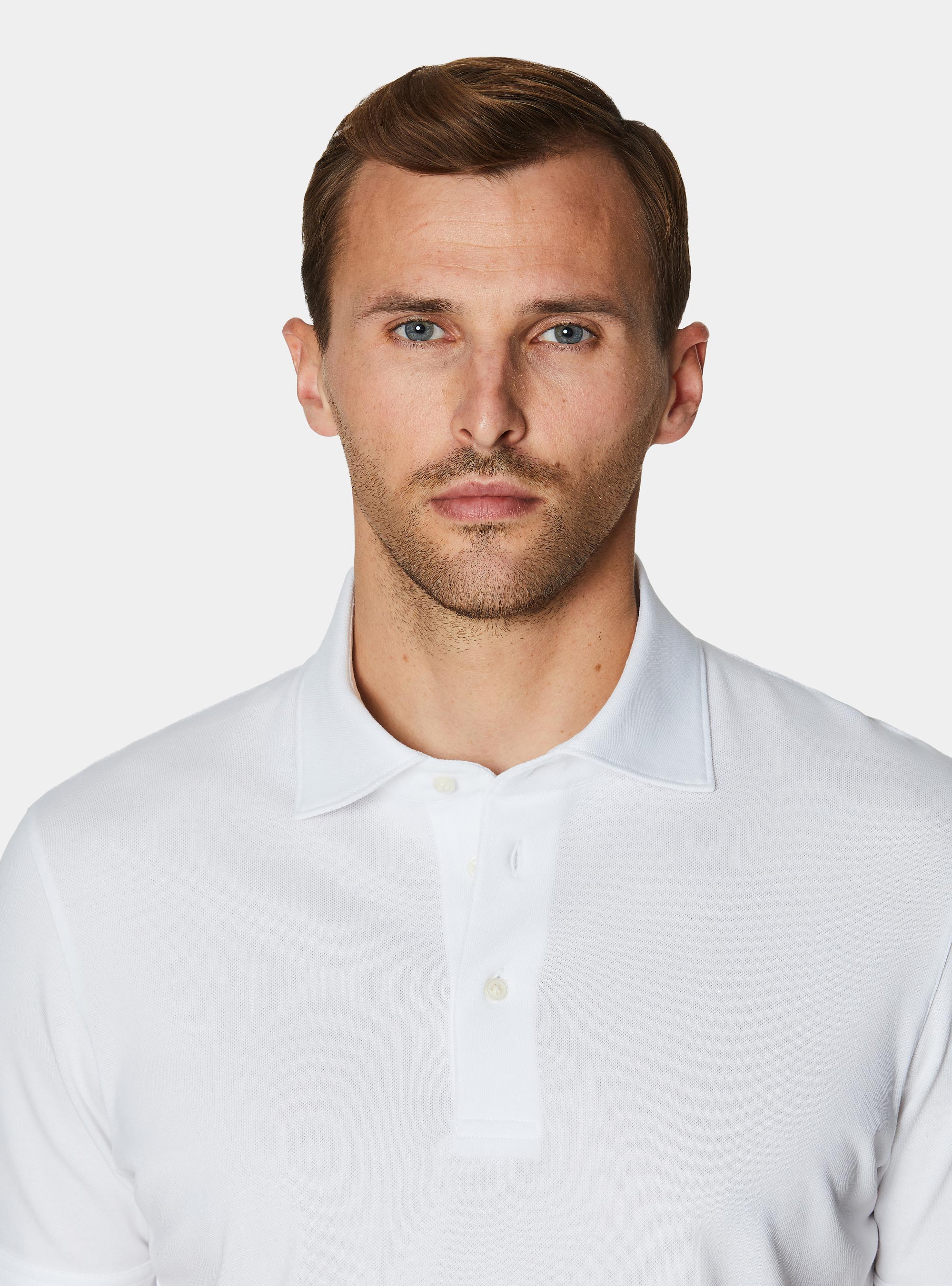 Polo en piqu&eacute; extensible GT01, BLANC