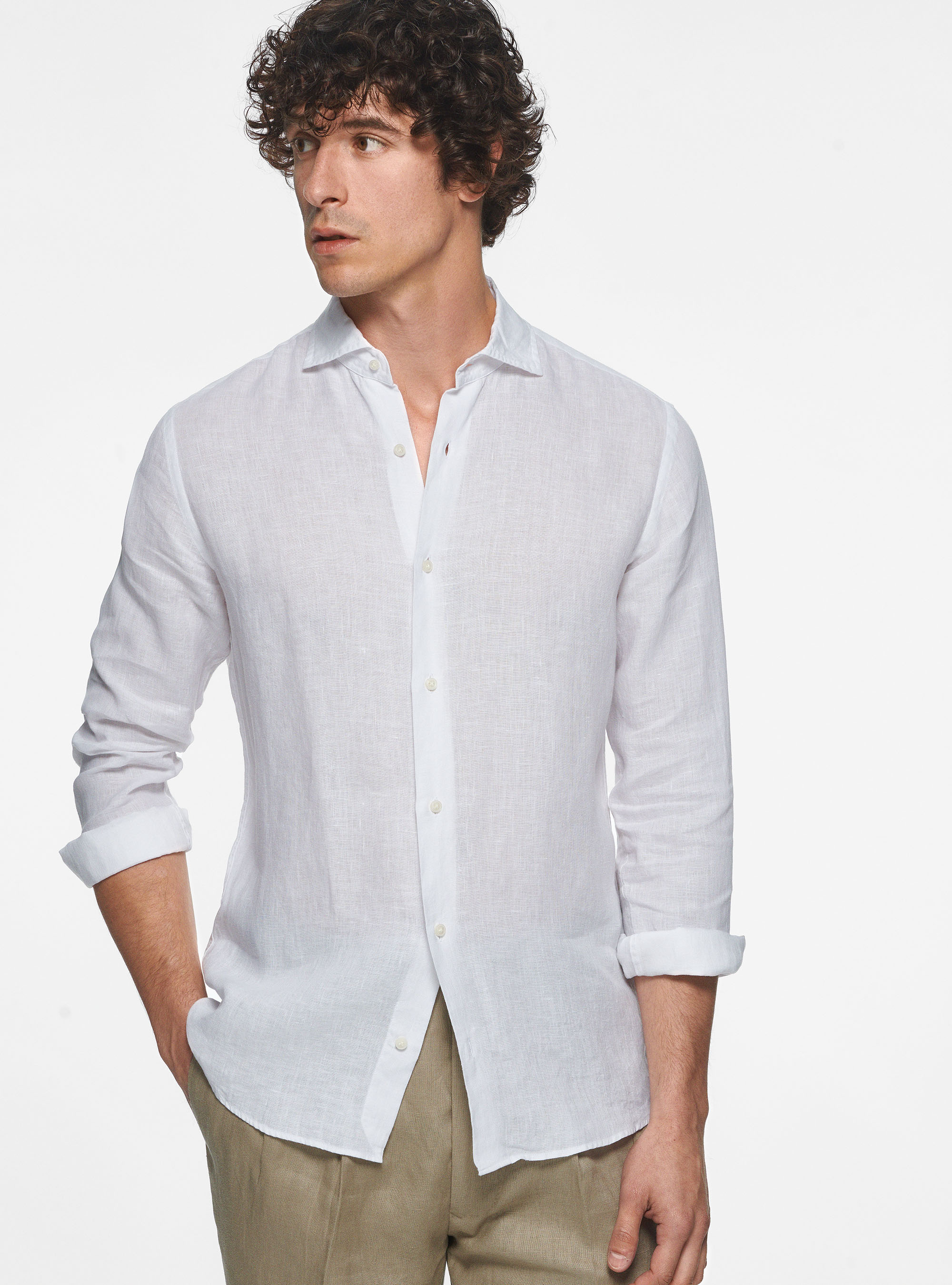 Pure linen shirt, WHITE