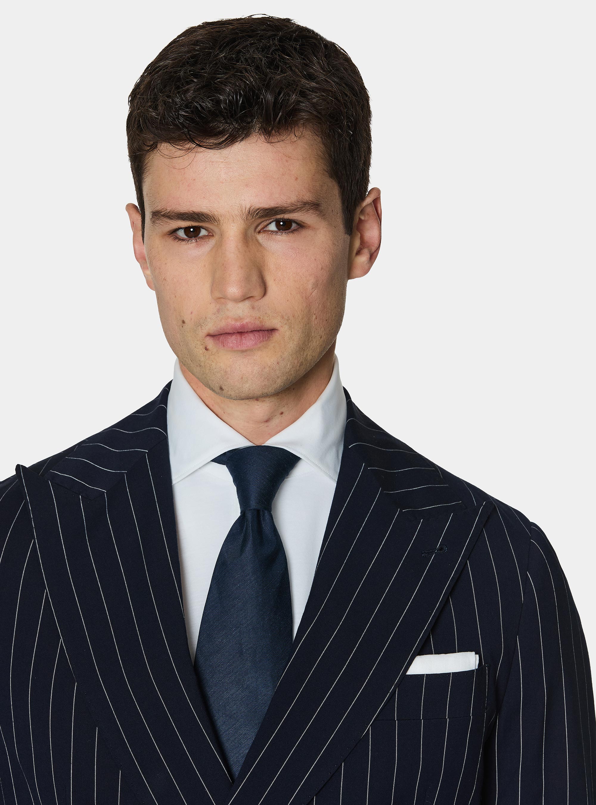 Giacca abito doppiopetto gessato, BLU NAVY
