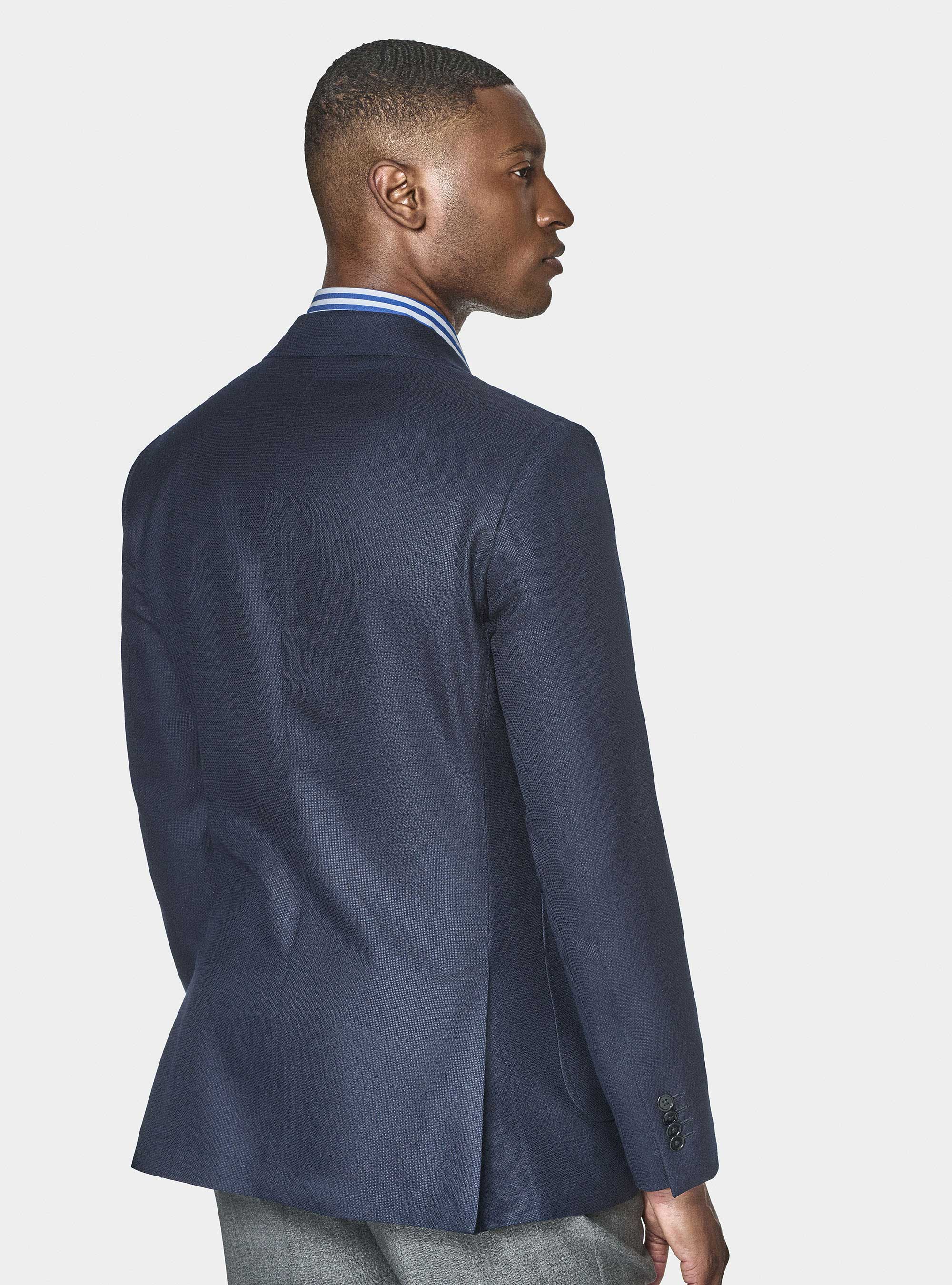 Pure wool hopsack blazer Vitale Barberis Canonico, NAVY BLUE