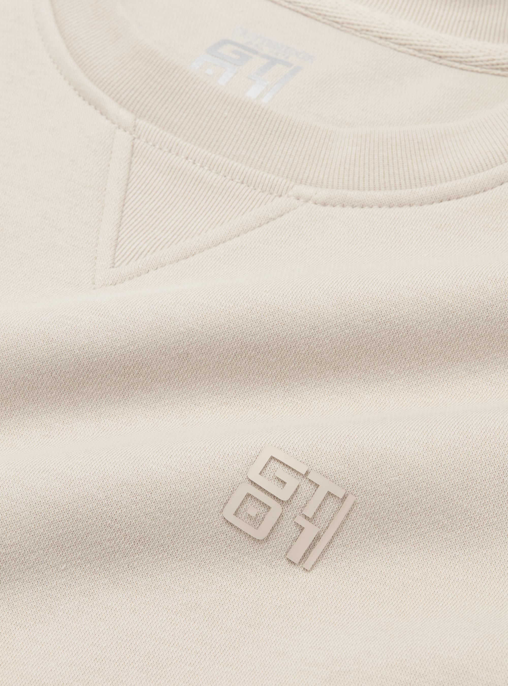 Crew neck sweatshirt with rubberised logo GT01, ECRU
