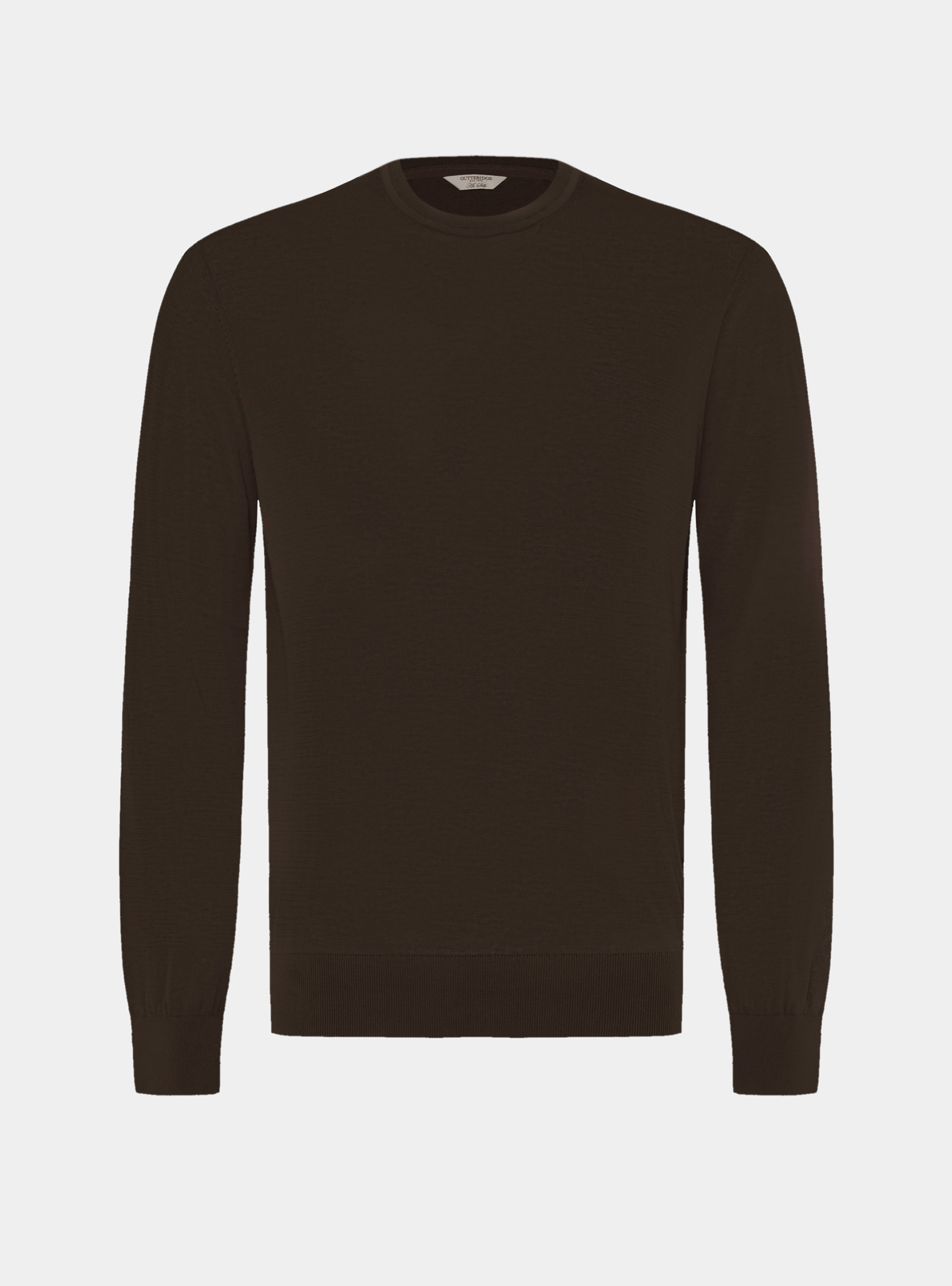 Rundhals-Pullover aus Baumwolle und Seide, MARRONE 0507C
