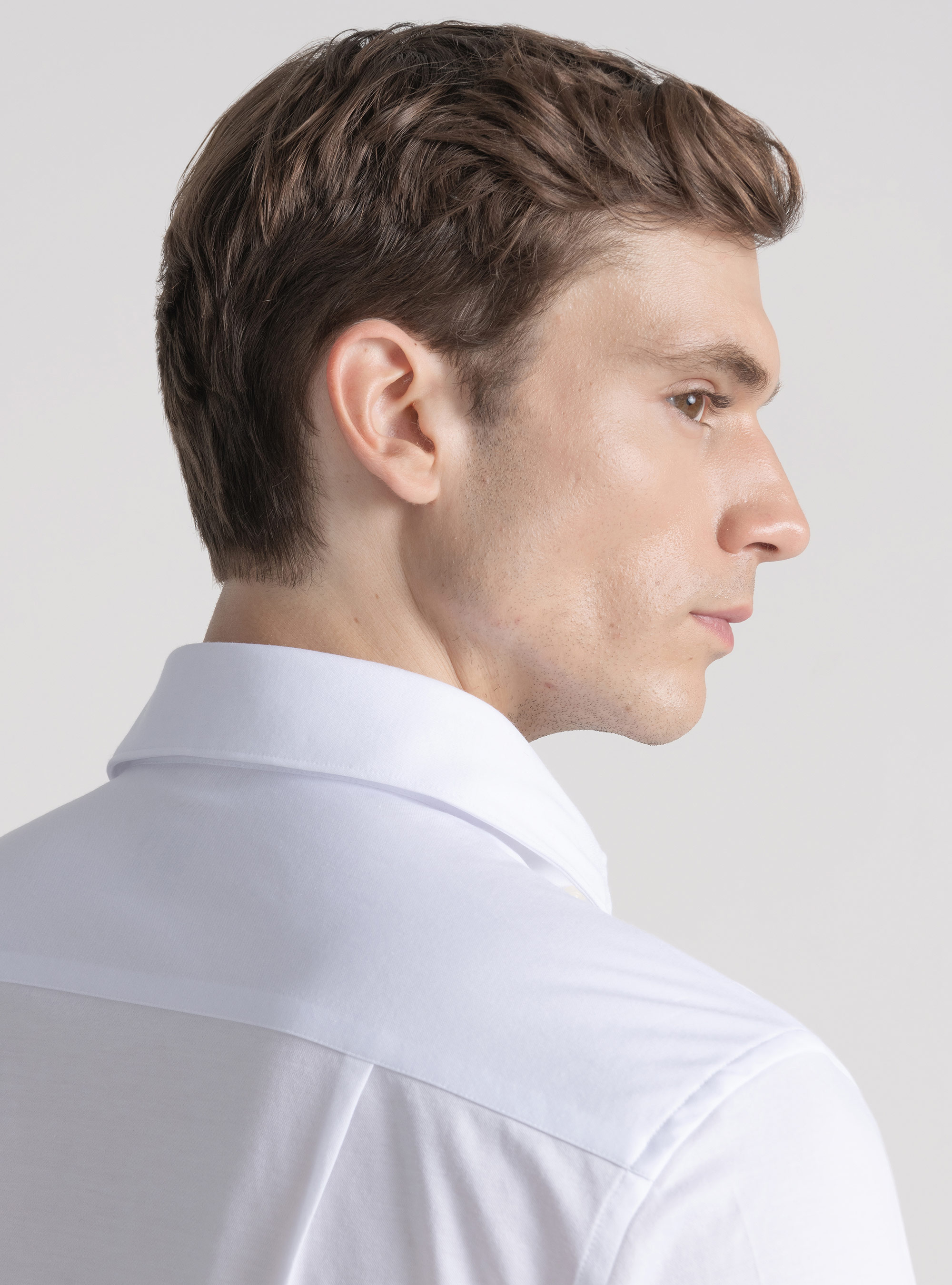Camicia in jersey di misto cotone, BIANCO