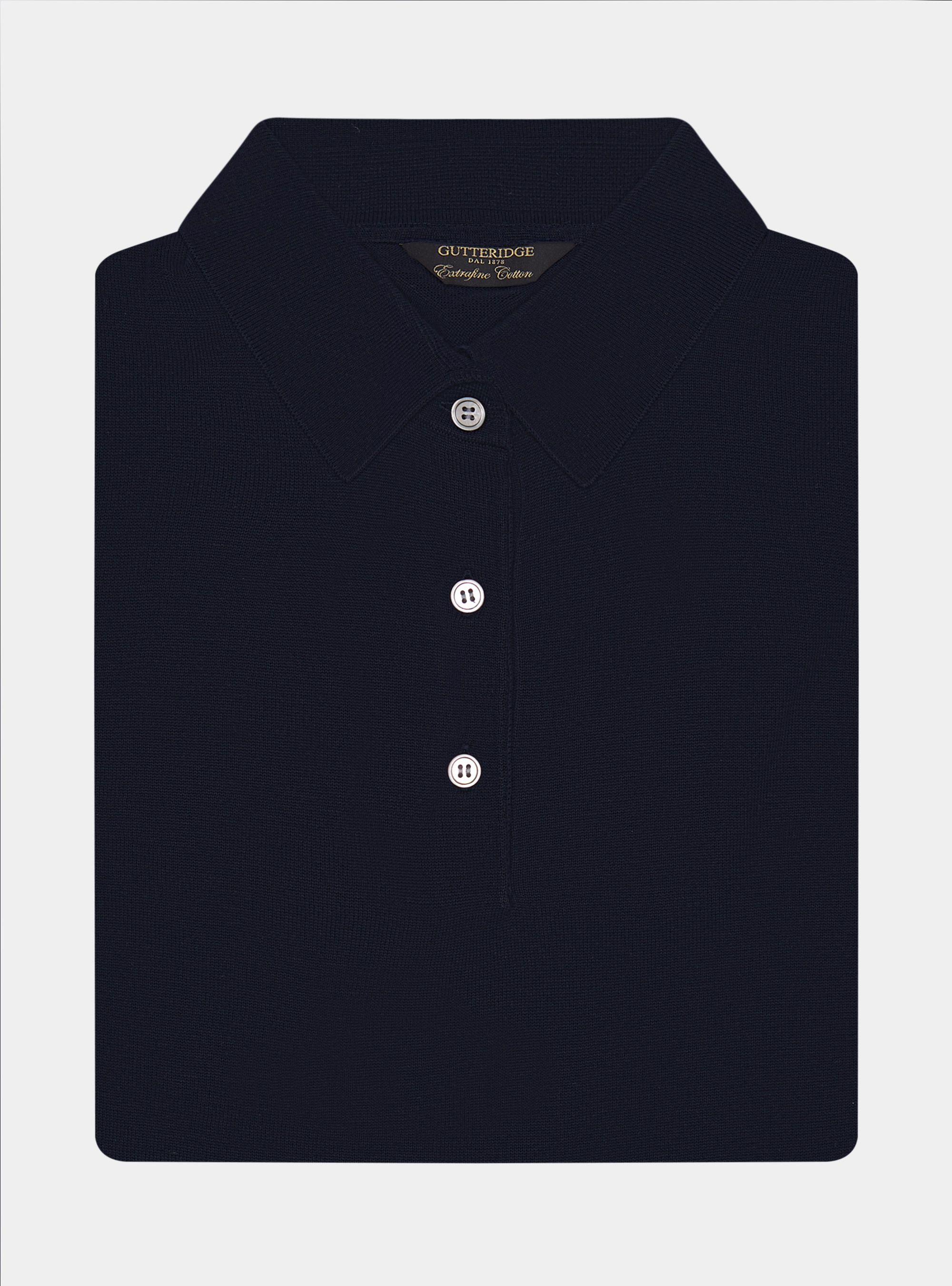Extra-fine cotton knit polo shirt, NAVY BLUE