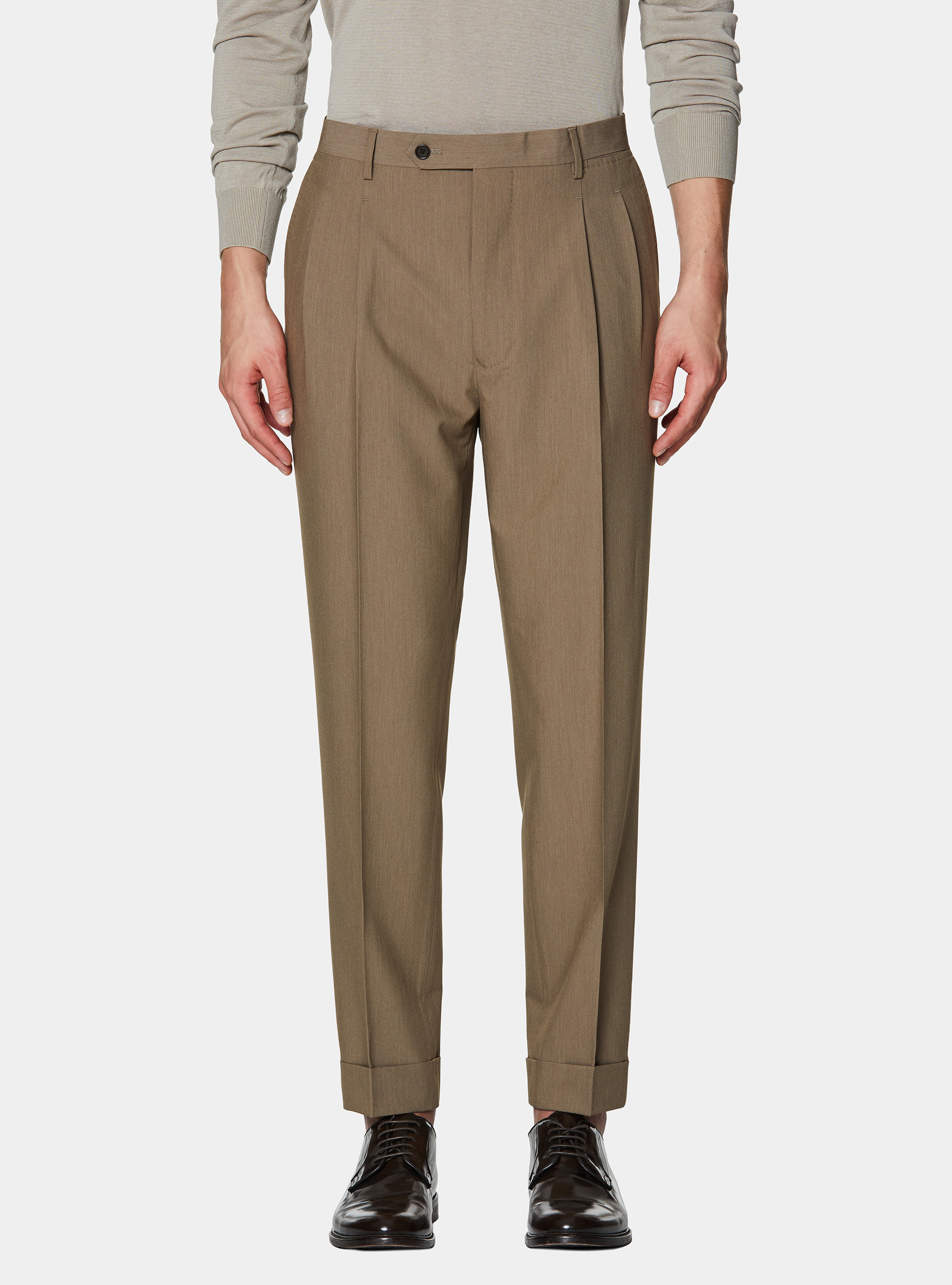 Pantalon classique &agrave; pinces, BOUE