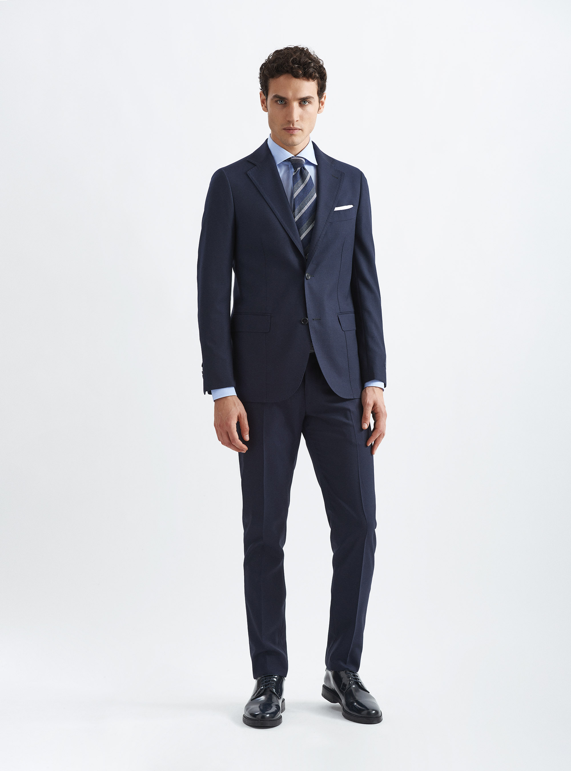 Marlane micro-weave pure wool suit blazer, NAVY BLUE