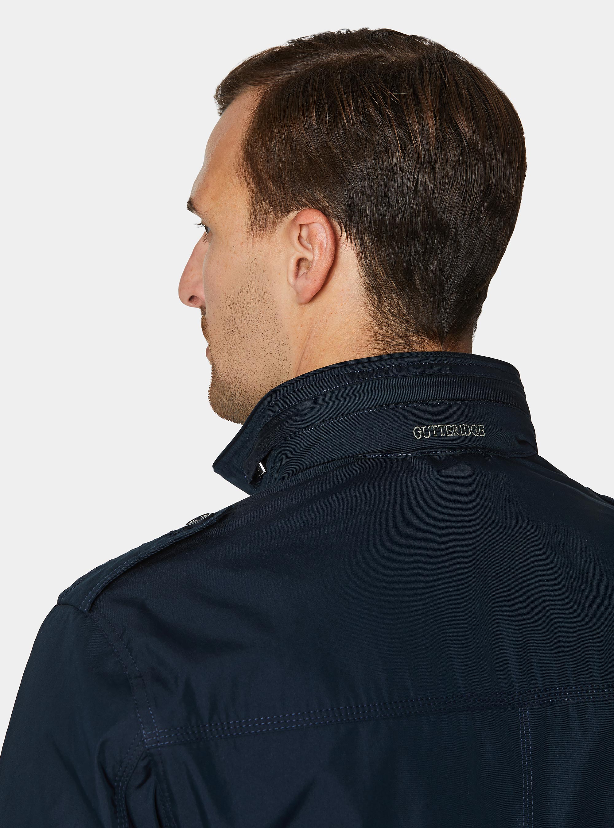 Field jacket in cotton blend twill, NAVY BLUE