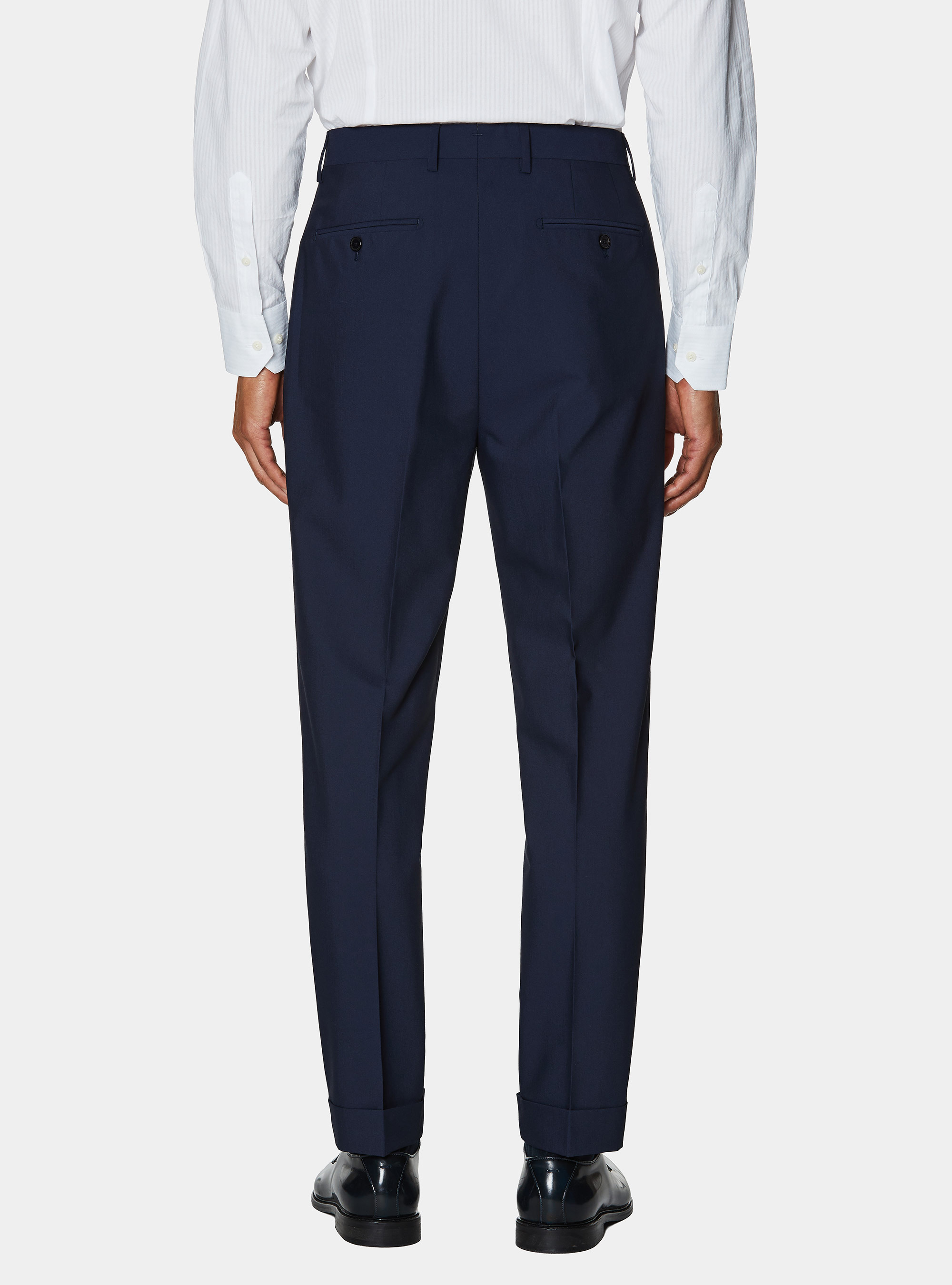 Classic trousers with pleats, NAVY BLUE