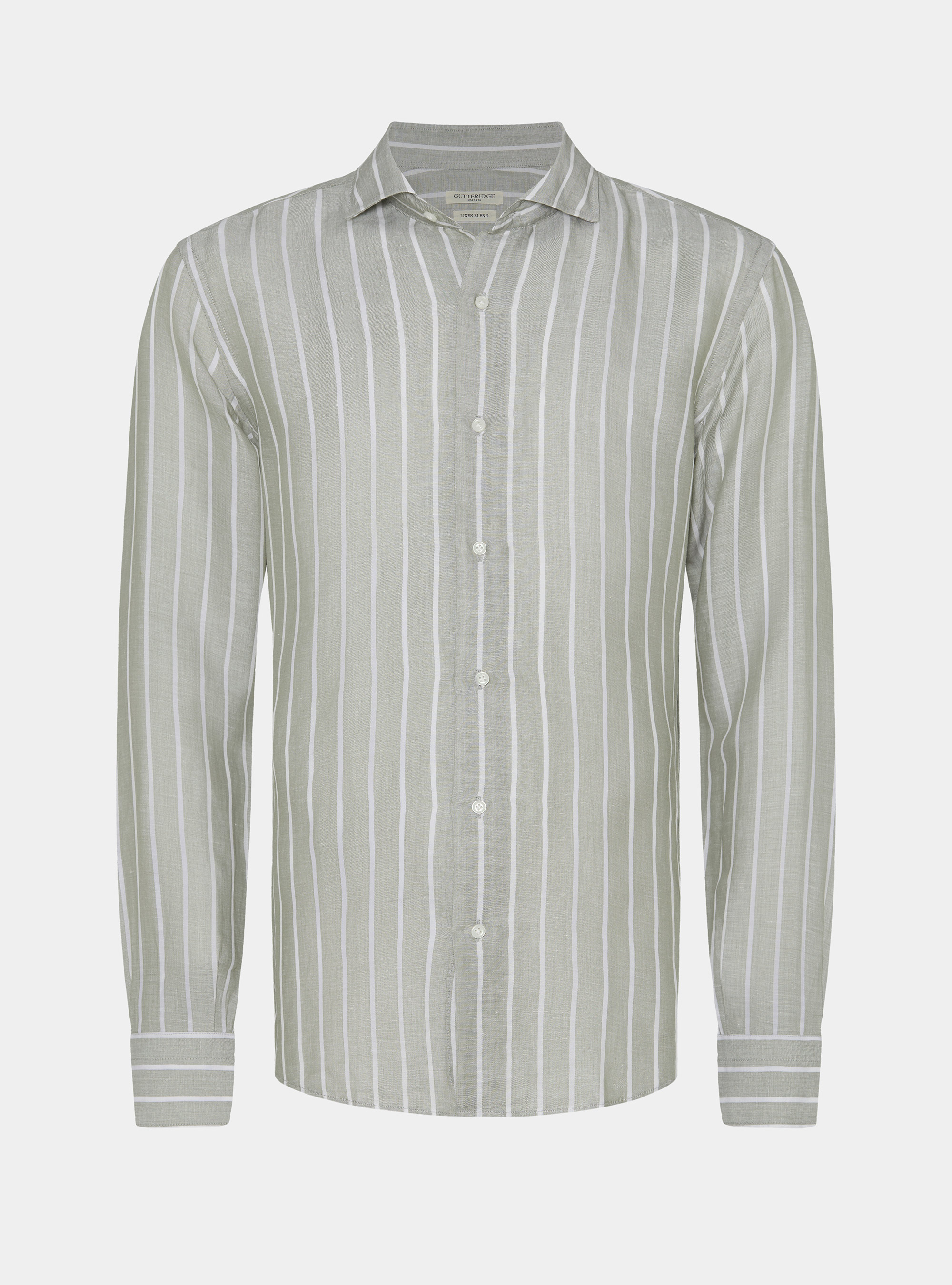 Linen blend striped shirt, SALVIA 0602C