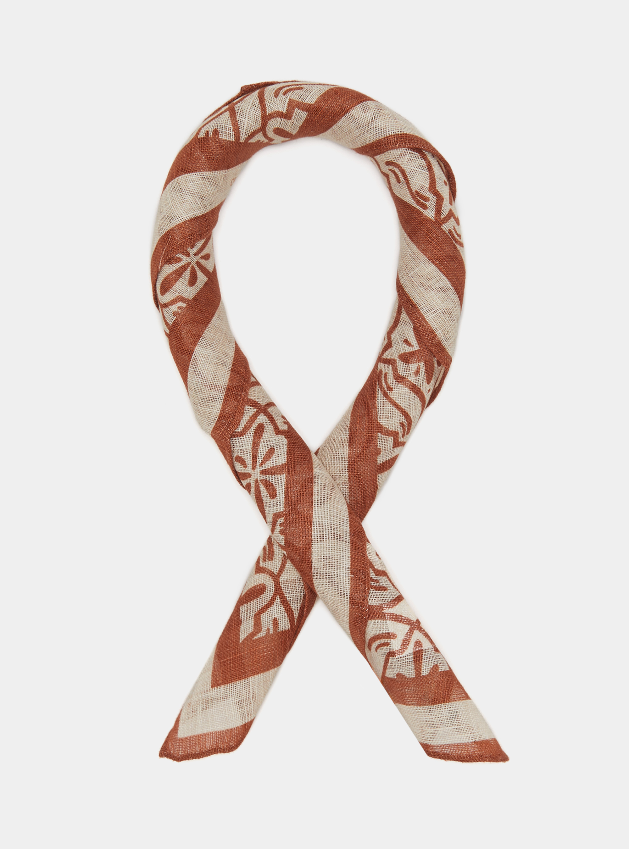 Foulard en lin imprim&eacute;, TERRE CUITE