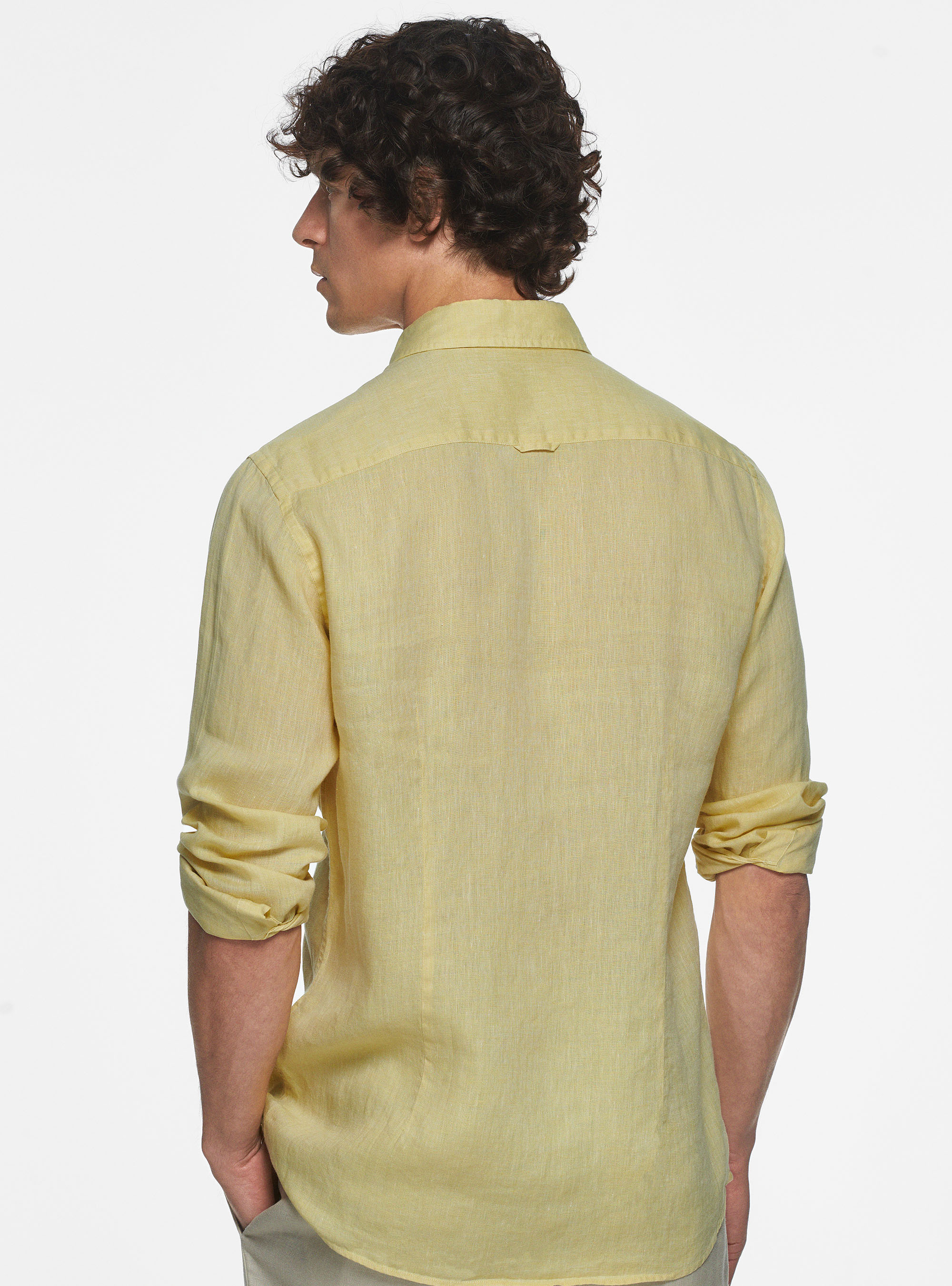Camicia in puro lino, GIALLO