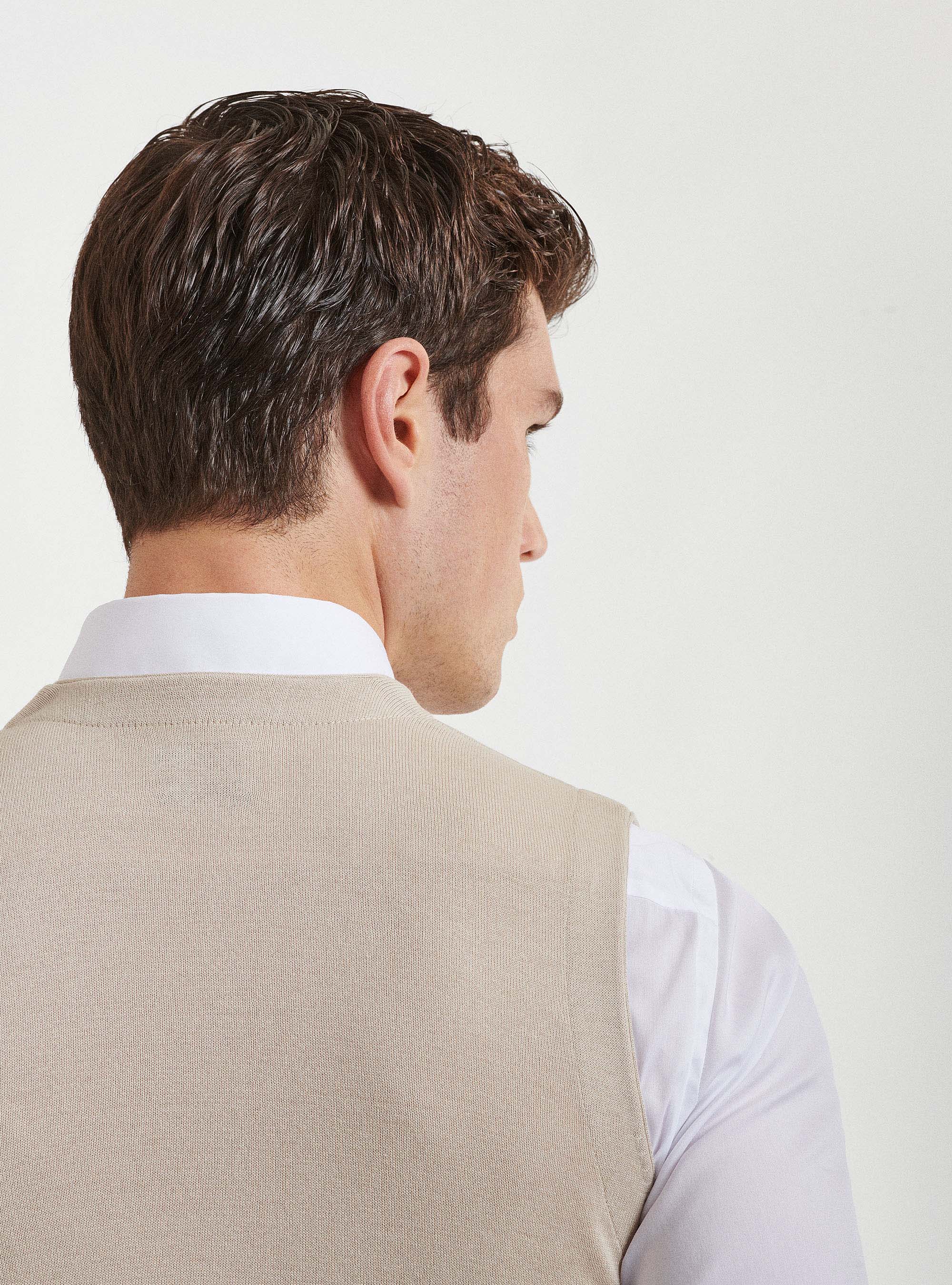 Knitted waistcoat in pure extra-fine cotton, ECRU