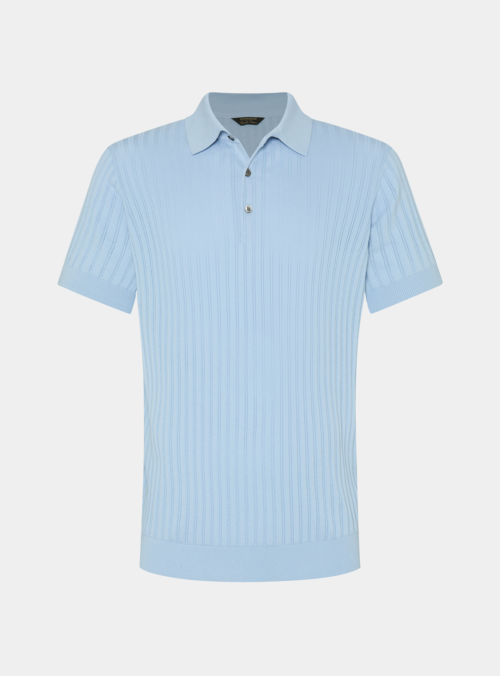 Polo en coton extrafin &agrave; c&ocirc;tes ajour&eacute;es, 0266C AZZURRO