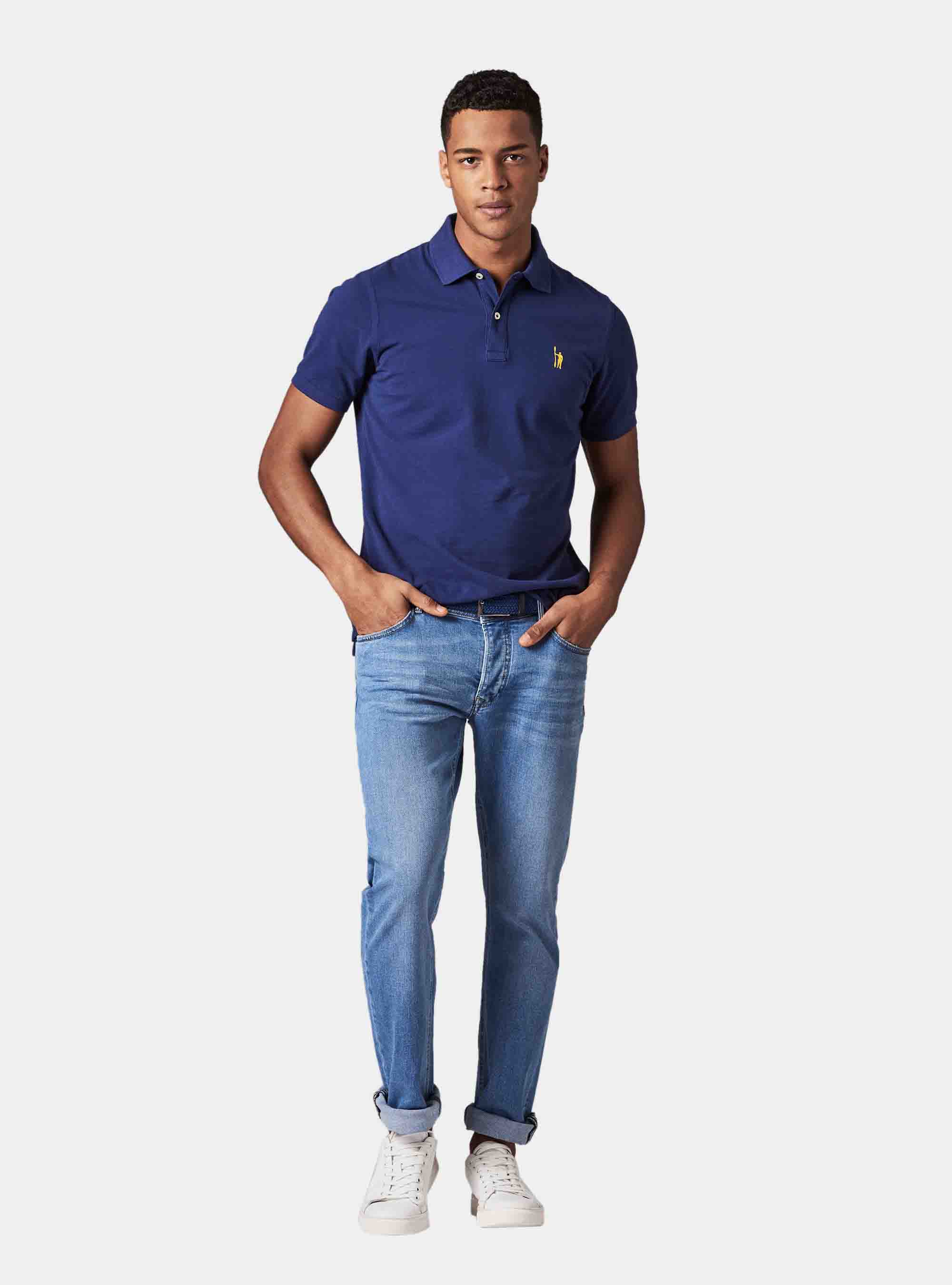 Polo basica in piquet, BLU