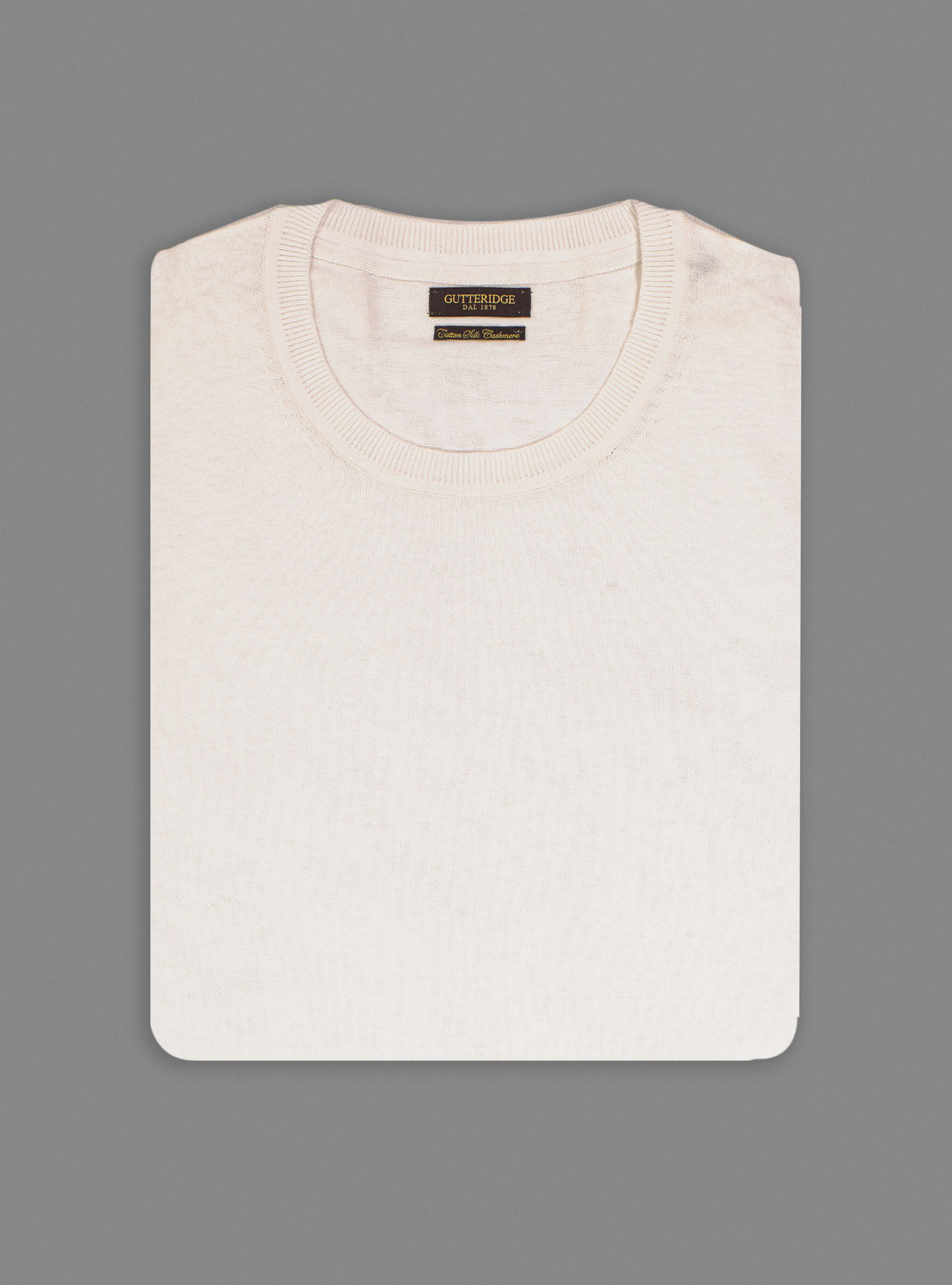 Pull col rond basique en soie de coton et cachemire, BLANC
