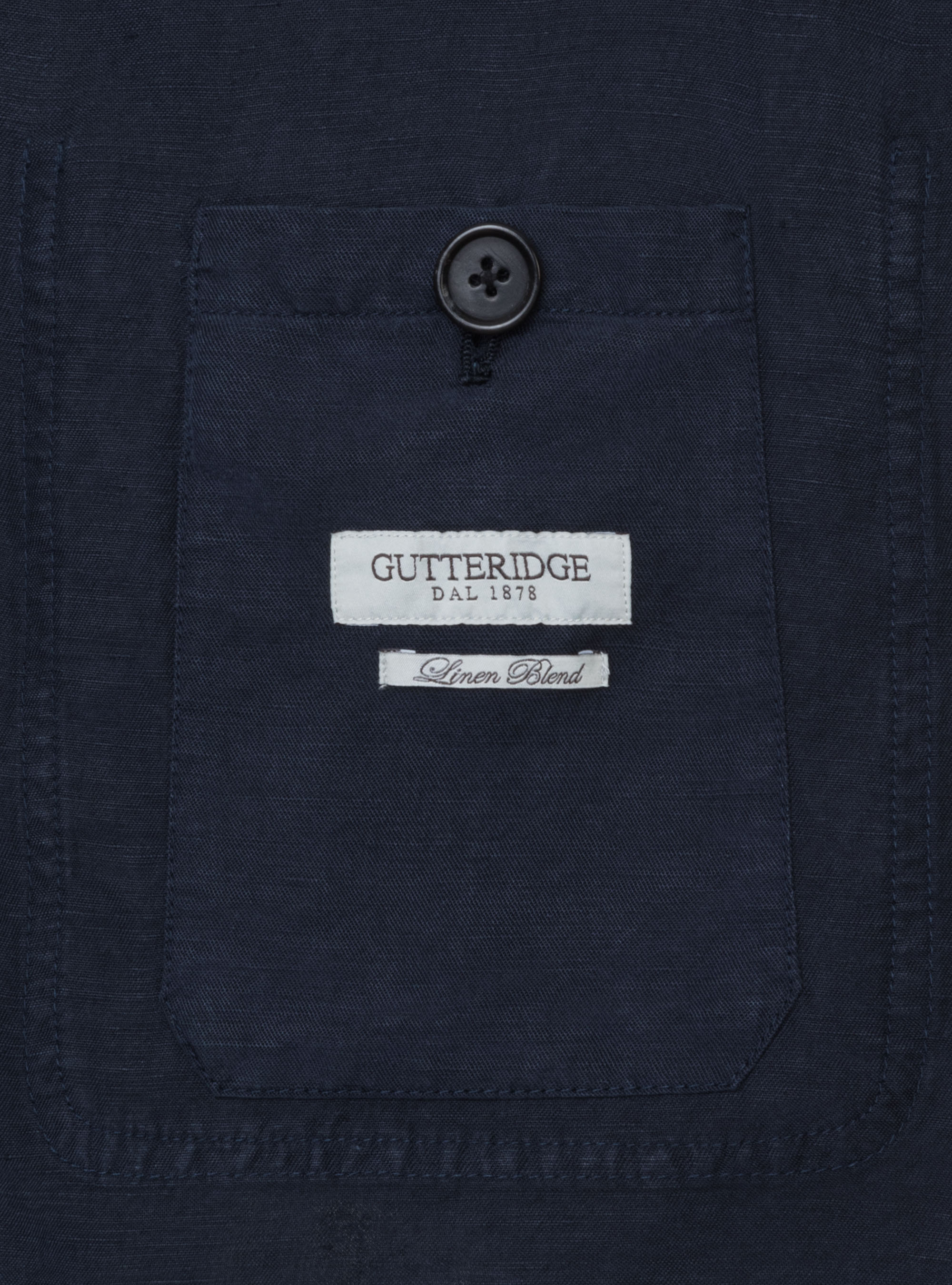 Linen blend shirt blazer, NAVY BLUE