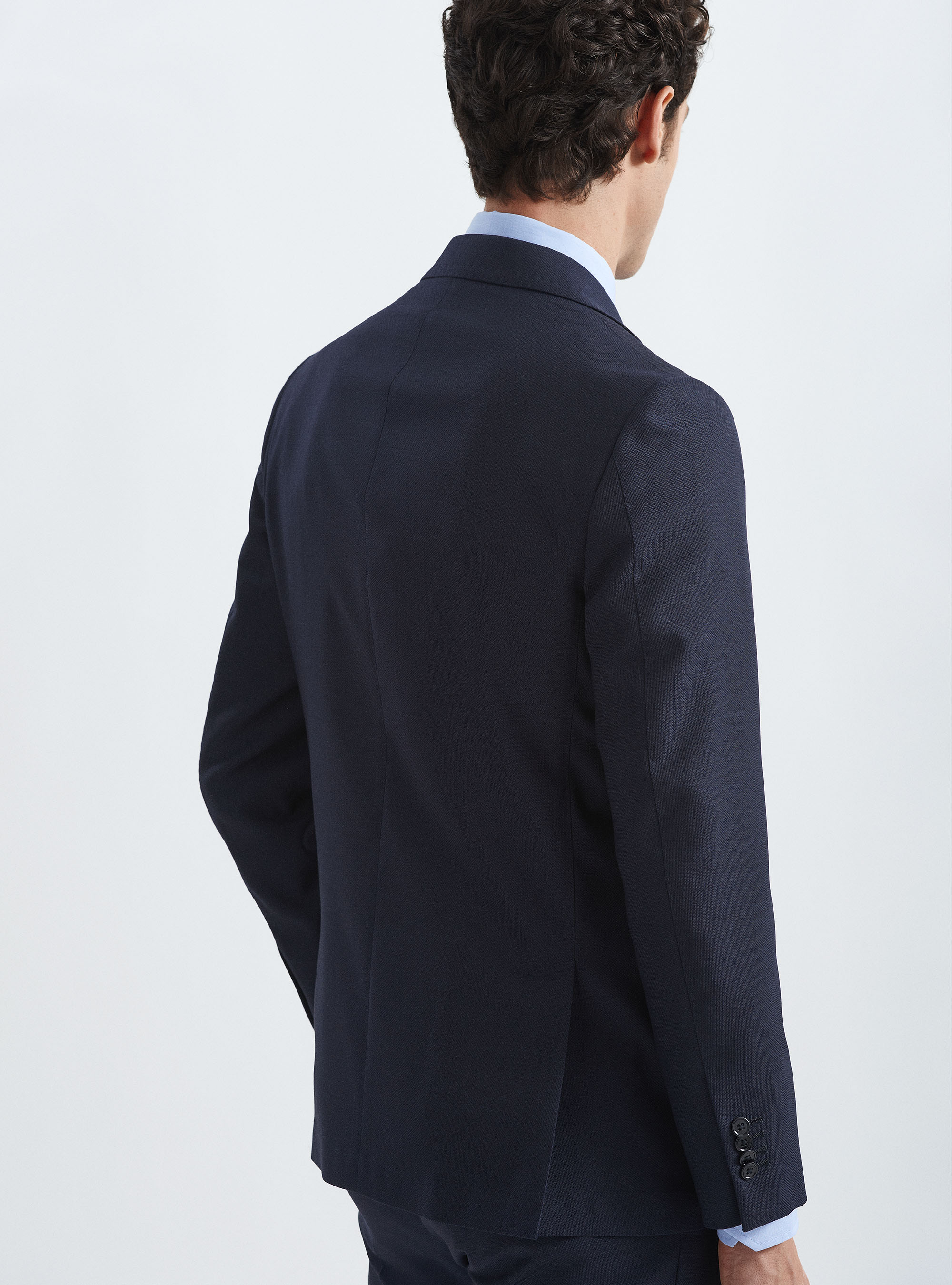 Marlane micro-weave pure wool suit blazer, NAVY BLUE