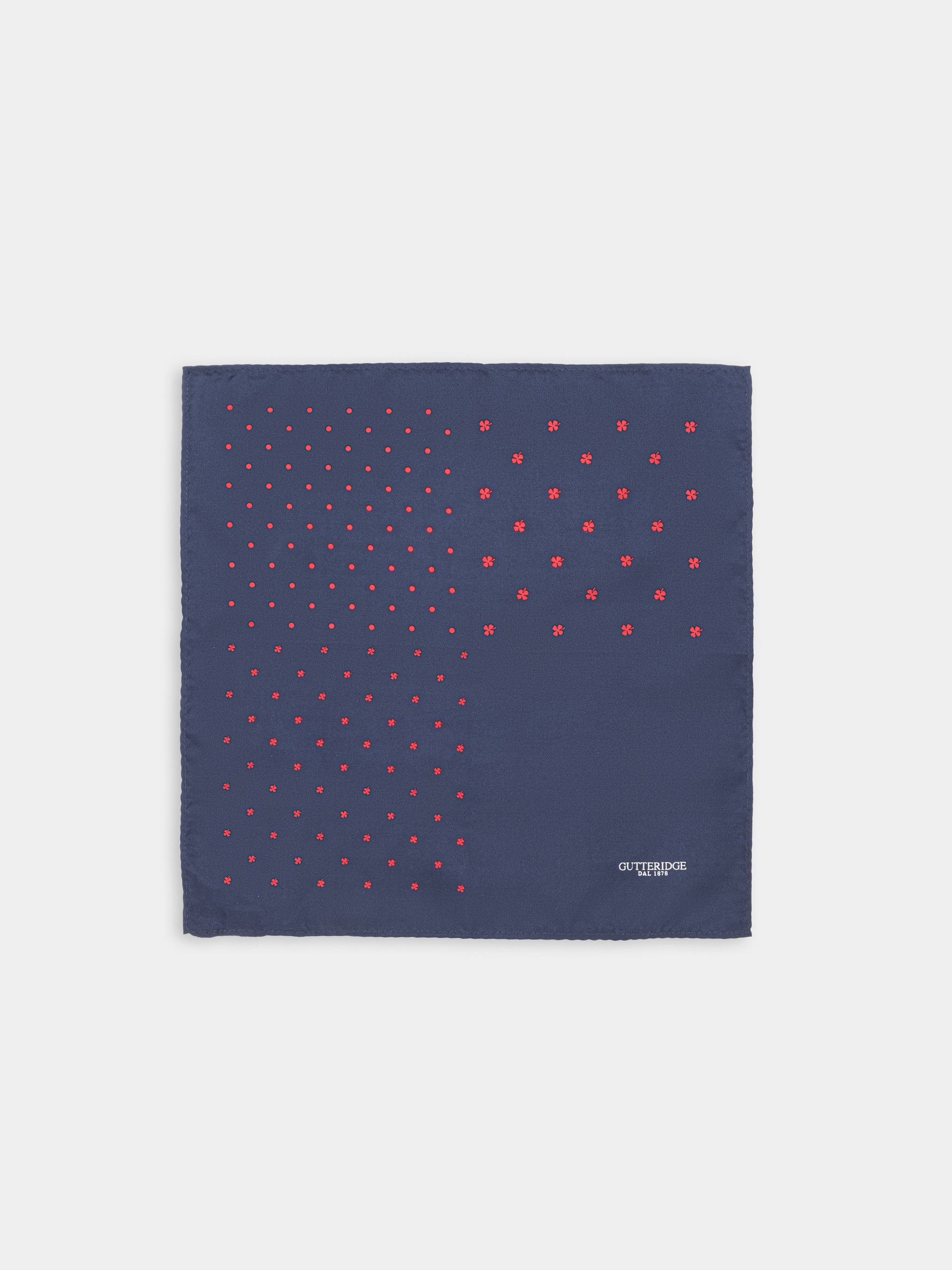 Micro patterned silk pocket square, RED