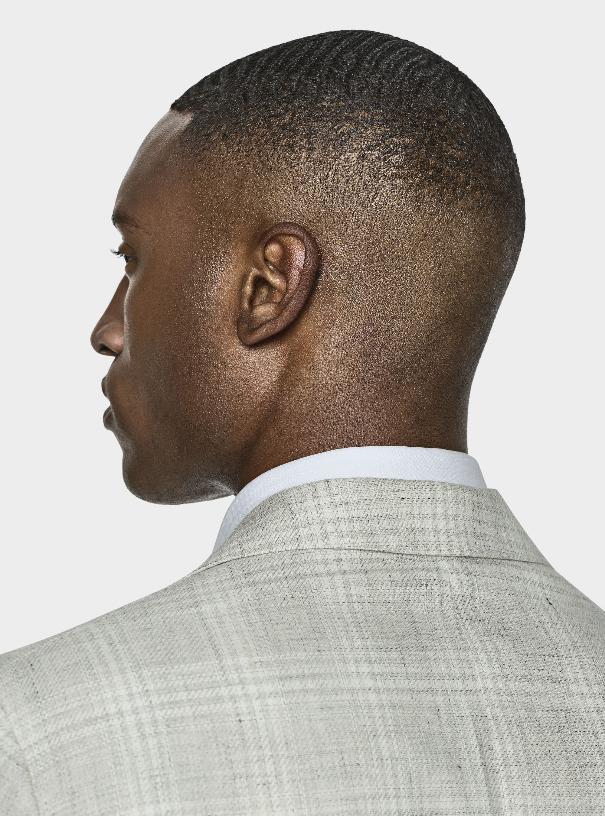 Linen-blend patterned blazer, GRIGIO MELANGE 0151C