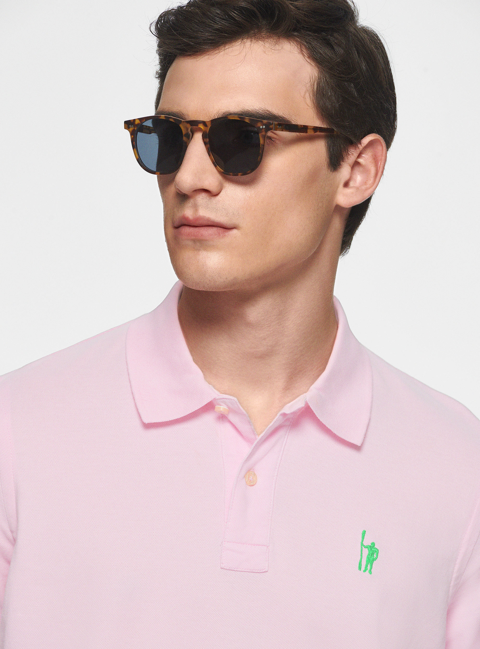 Piqu&eacute; polo shirt with embroidery, PINK