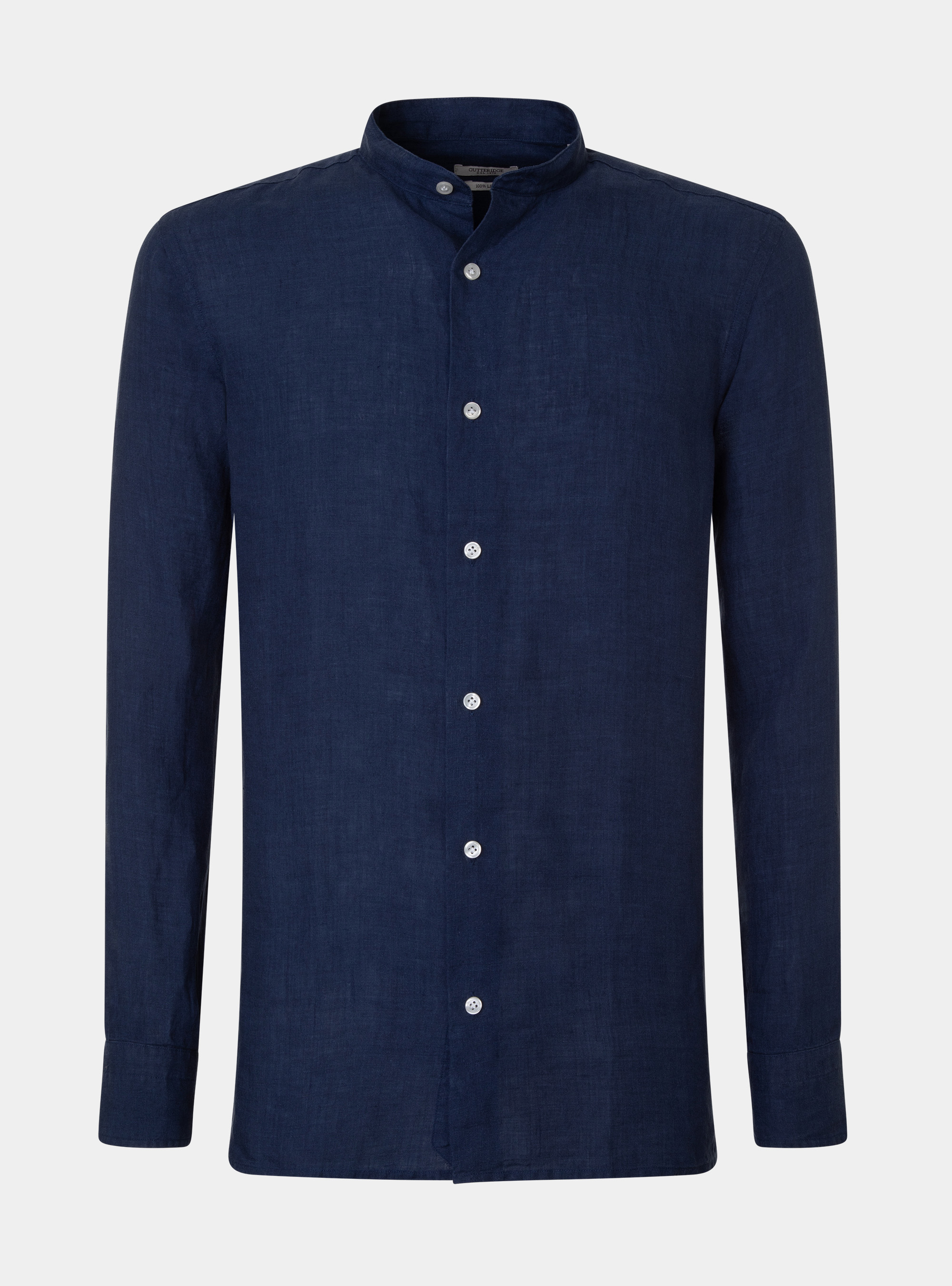 Pure Linen Korean Shirt, NAVY BLUE