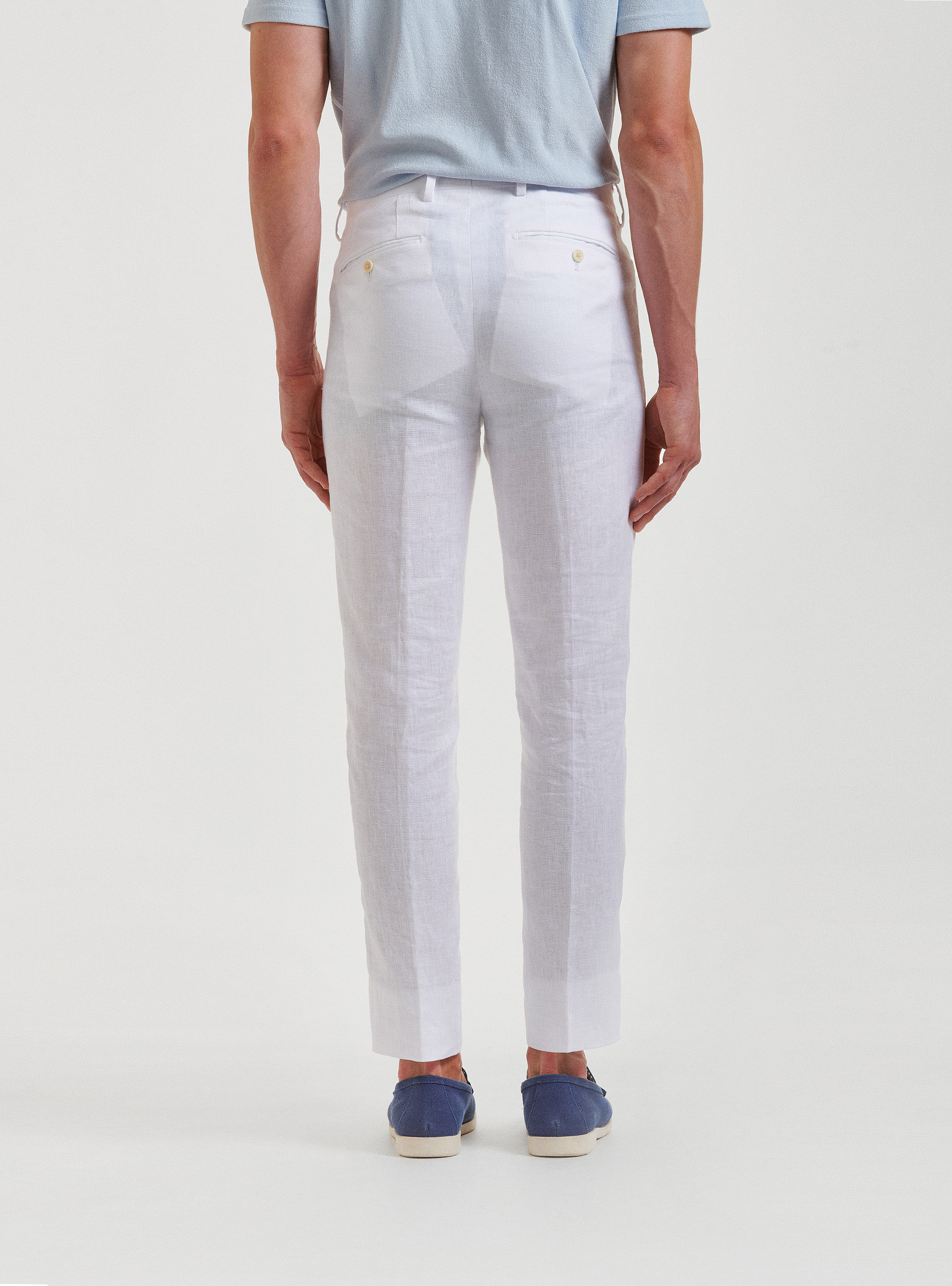 Pantalones de traje de lino puro, BLANCO