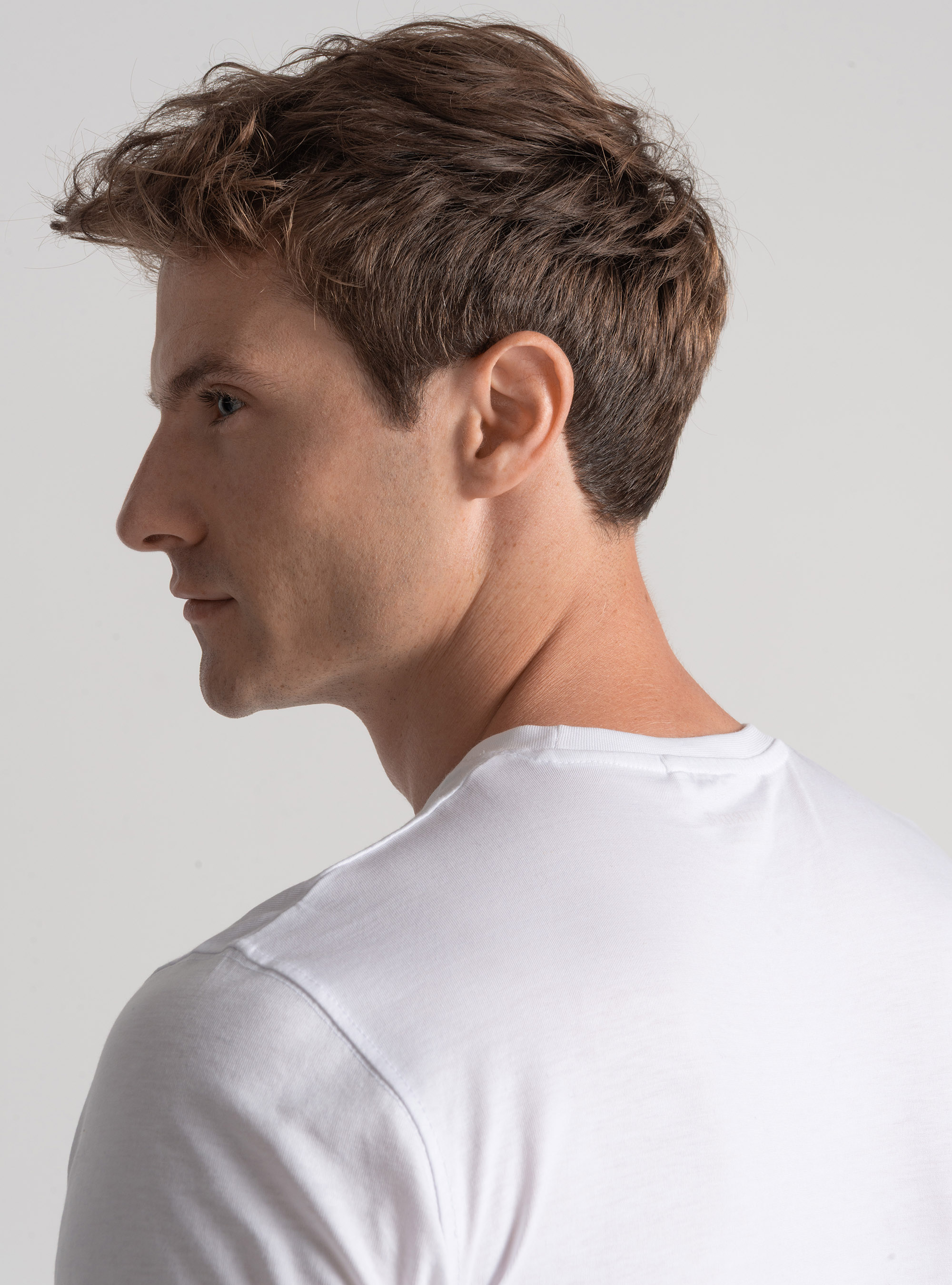 T-shirt &agrave; demi-manches en coton Supima, BLANC