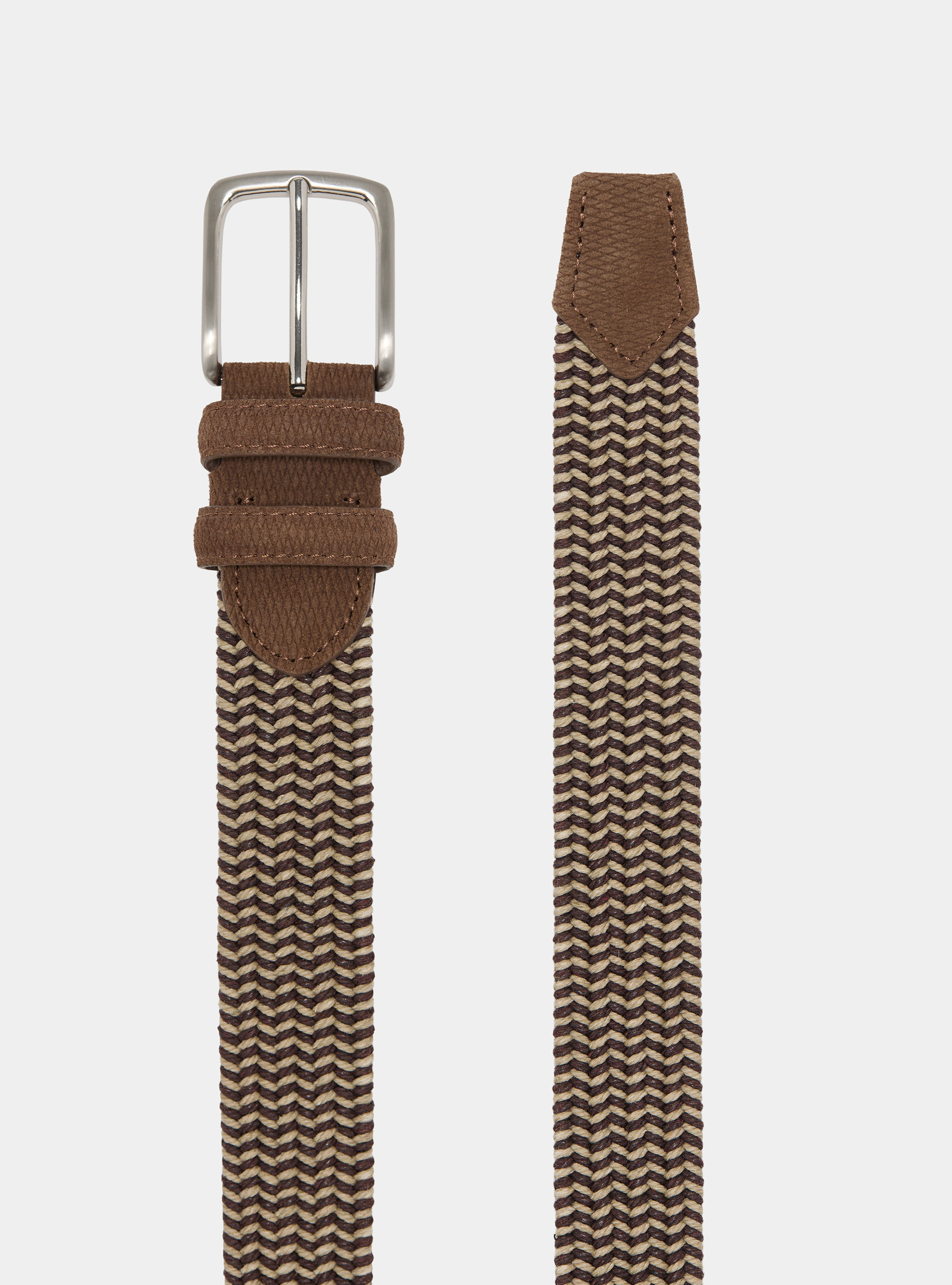 Two-color braided belt, BROWN