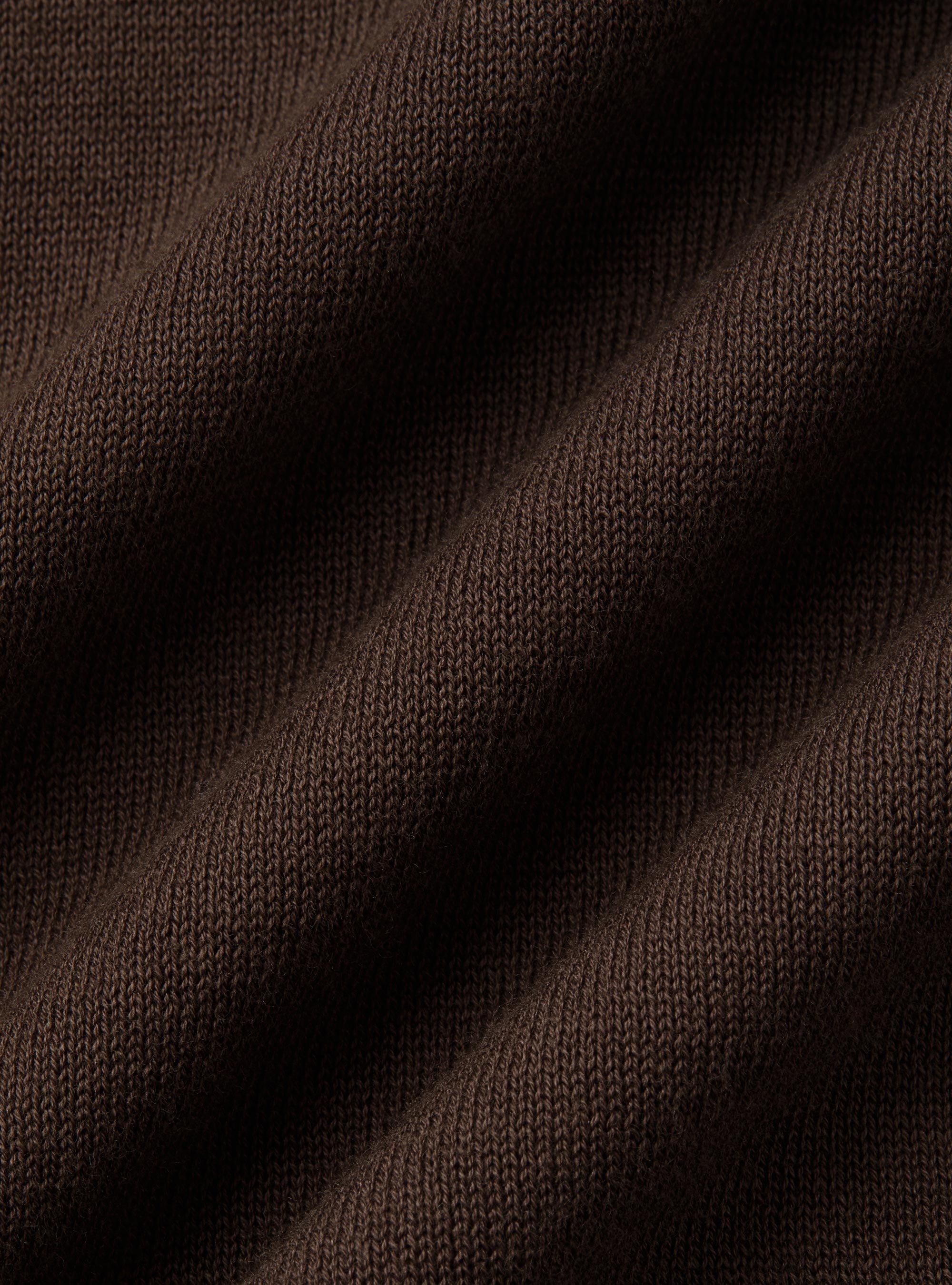Buttonless knitted polo shirt in extra-fine cotton, BROWN