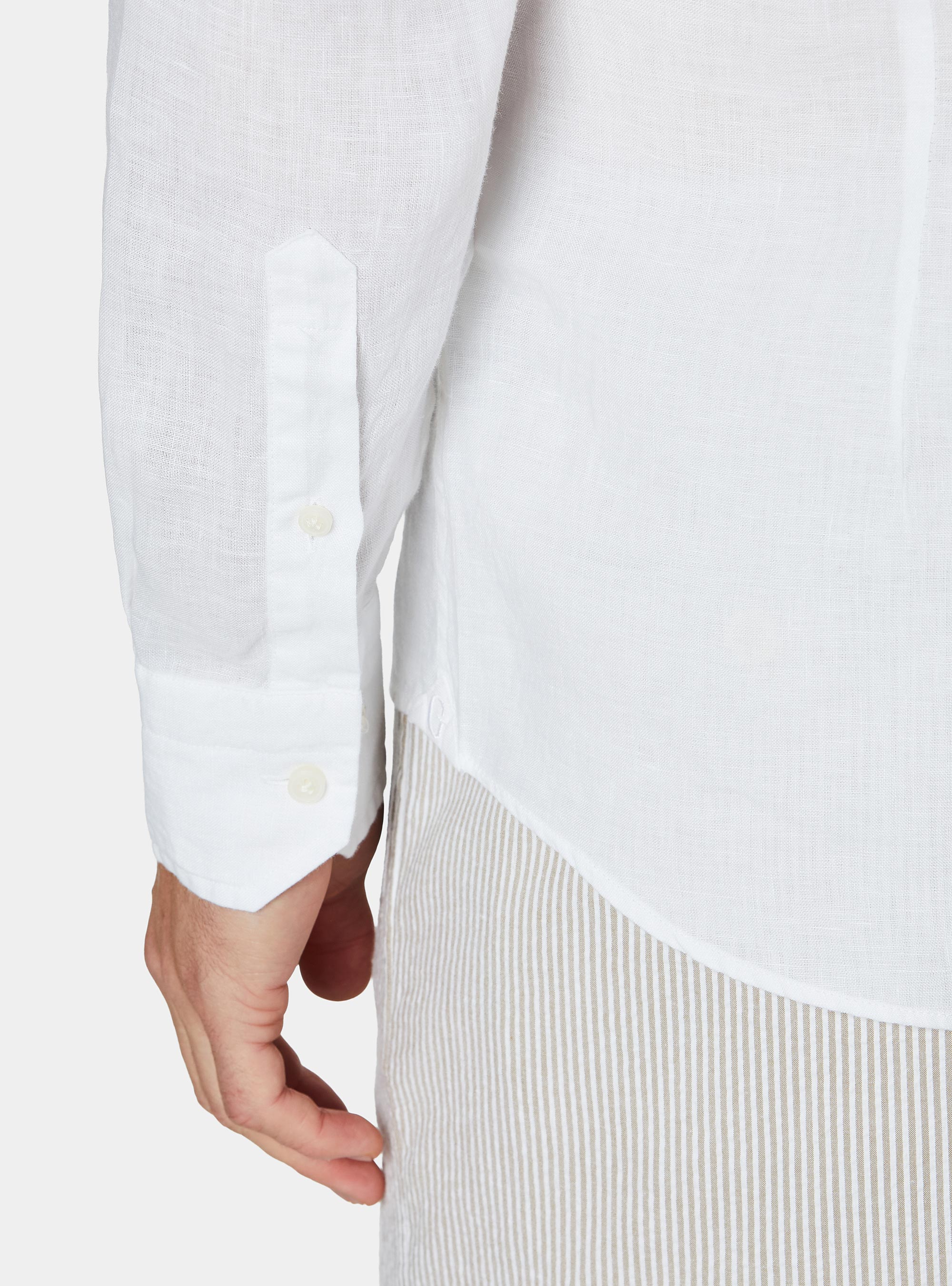 Korean shirt in pure linen, WHITE