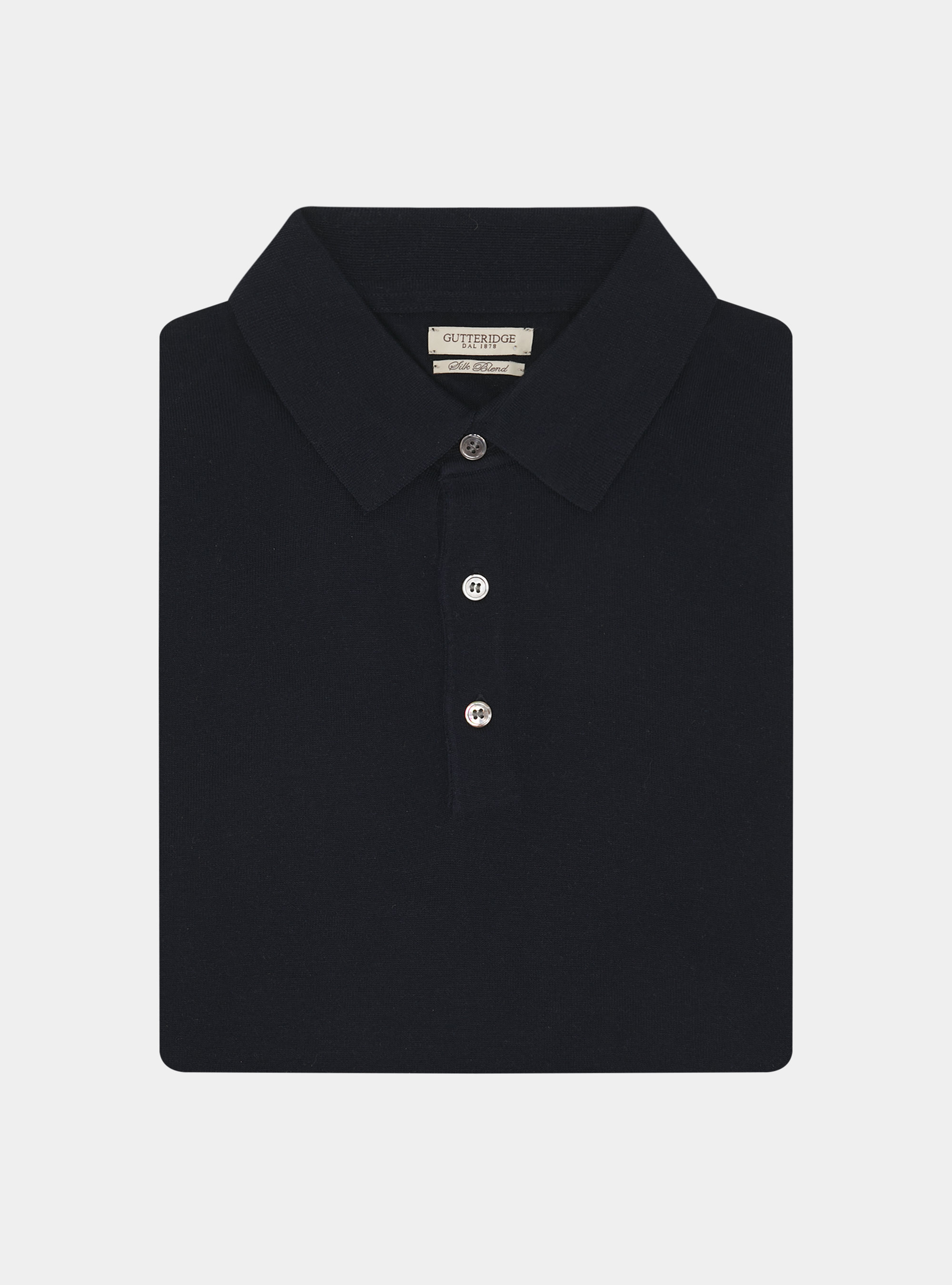 Polo de punto de algod&oacute;n y seda, AZUL MARINO