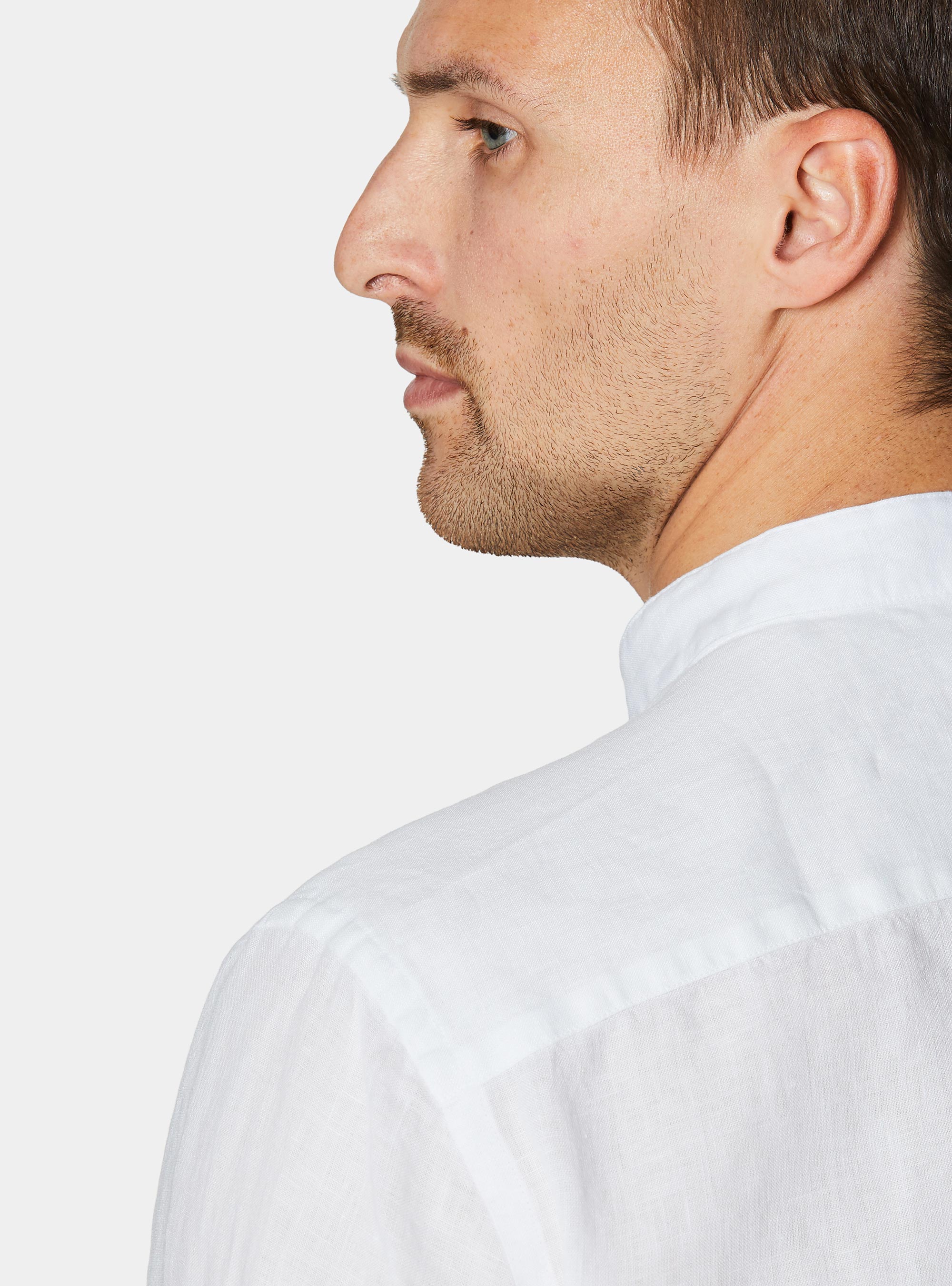 Korean shirt in pure linen, WHITE