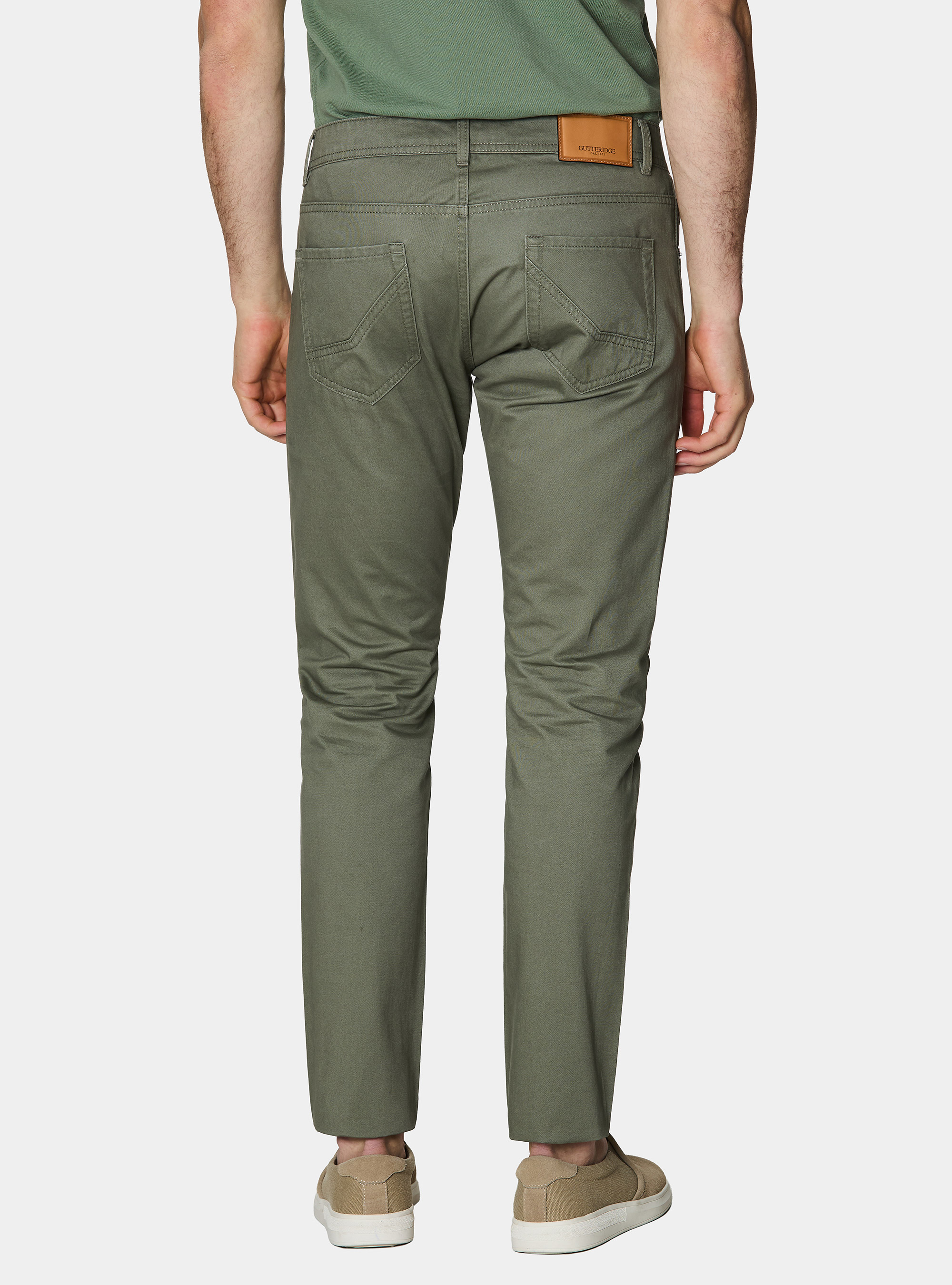 Slim-fit cotton twill trousers, SALVIA 0602C