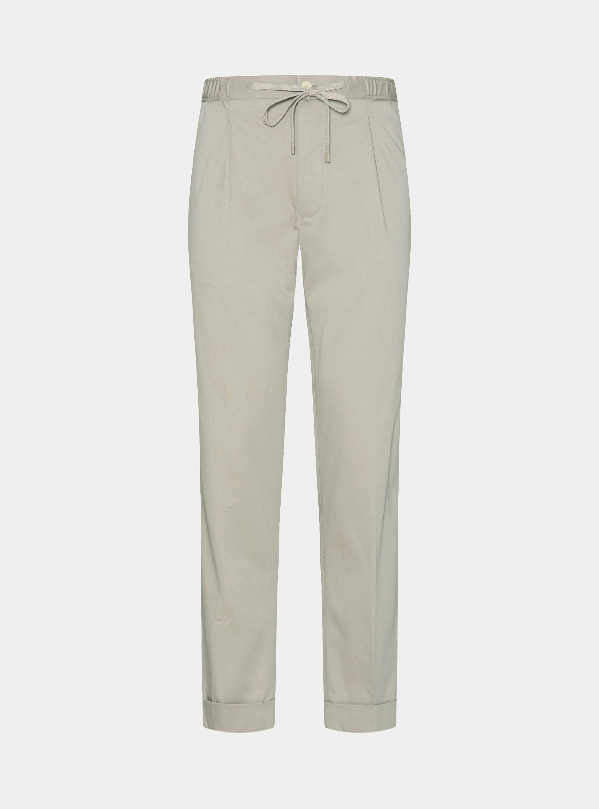Technical cotton jersey drawstring trousers, ECRU