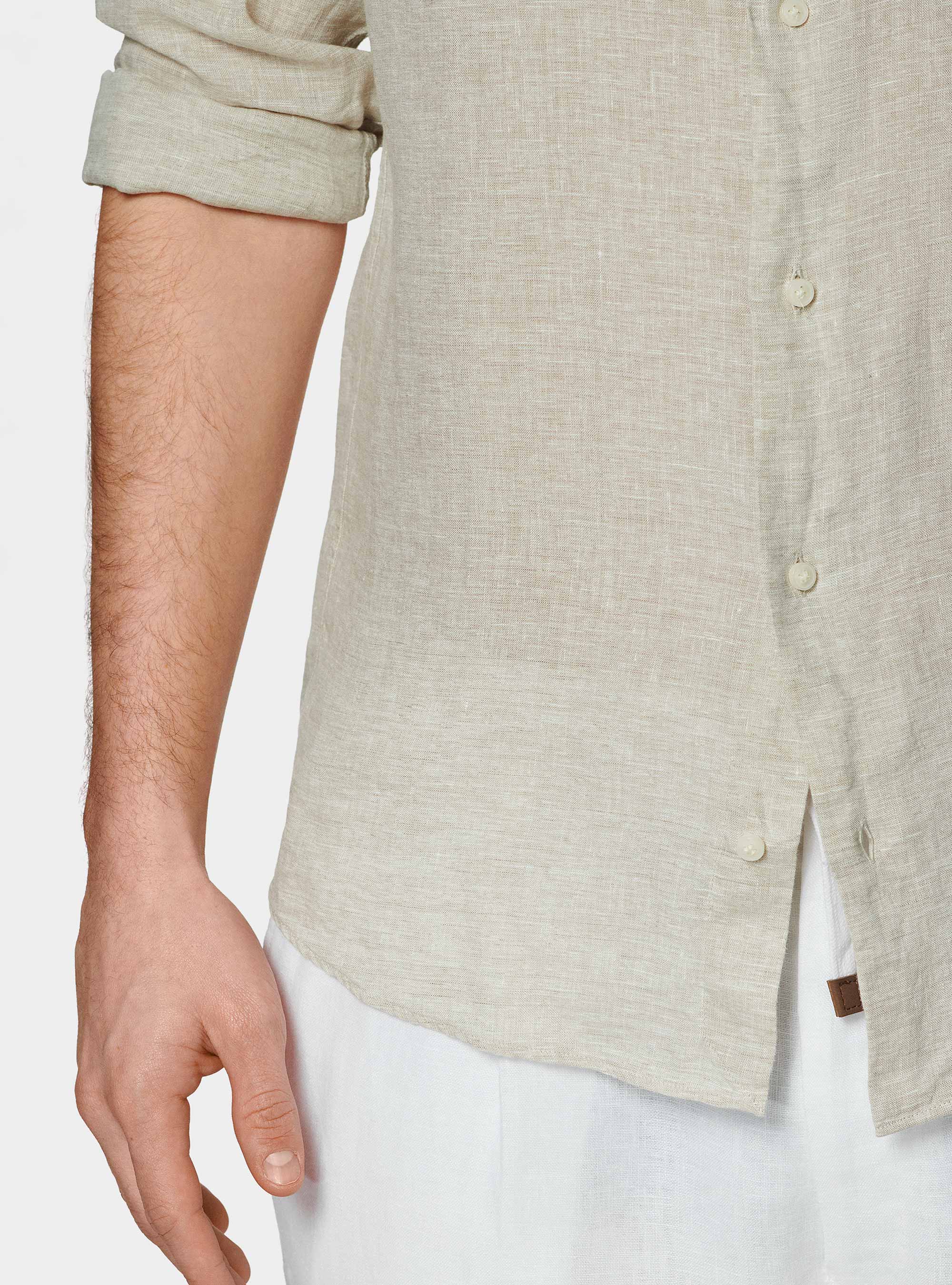 Pure linen shirt, ECRU MELANGE 0562C