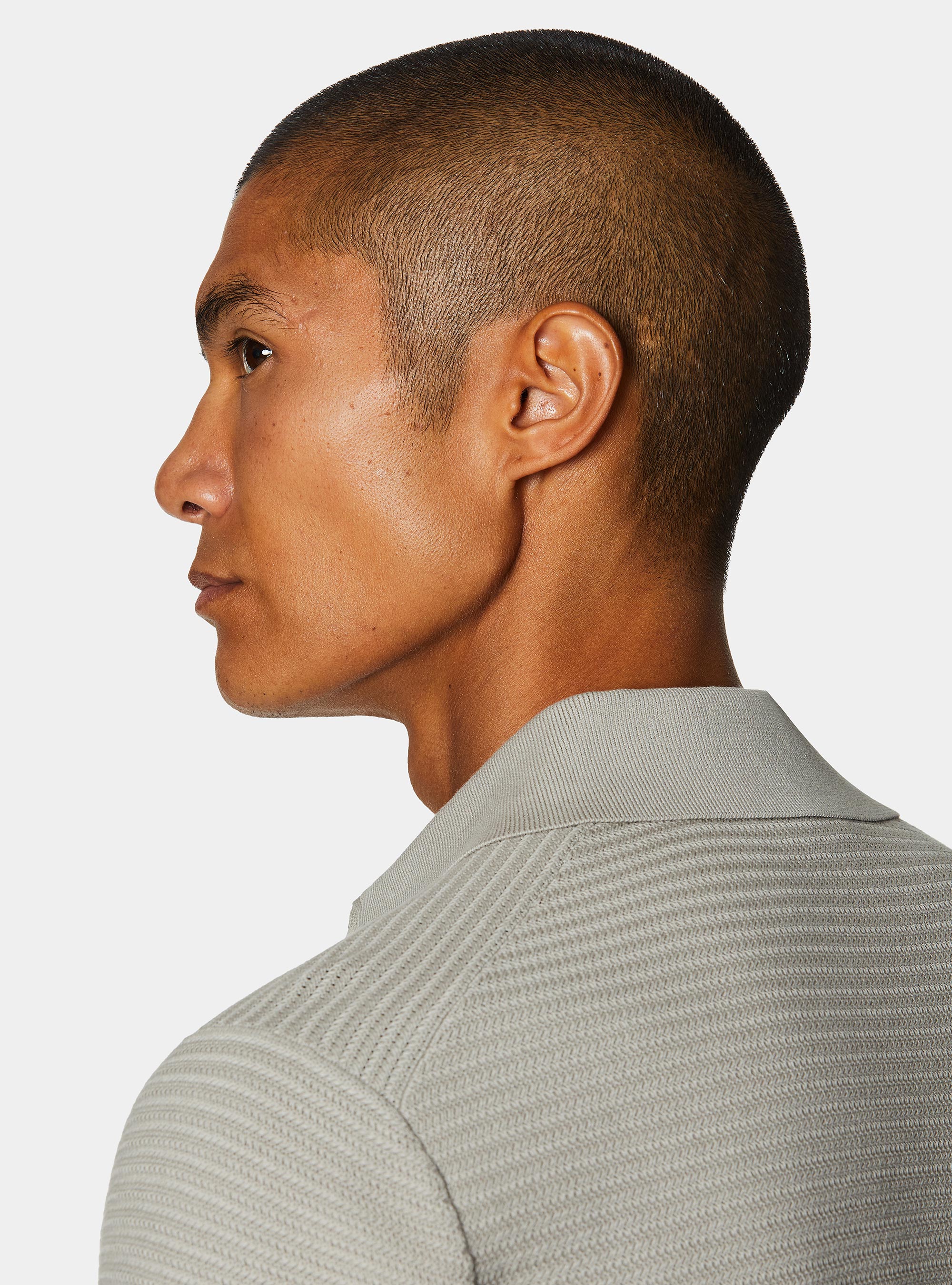 Polo en maille de coton textur&eacute;, SABLE