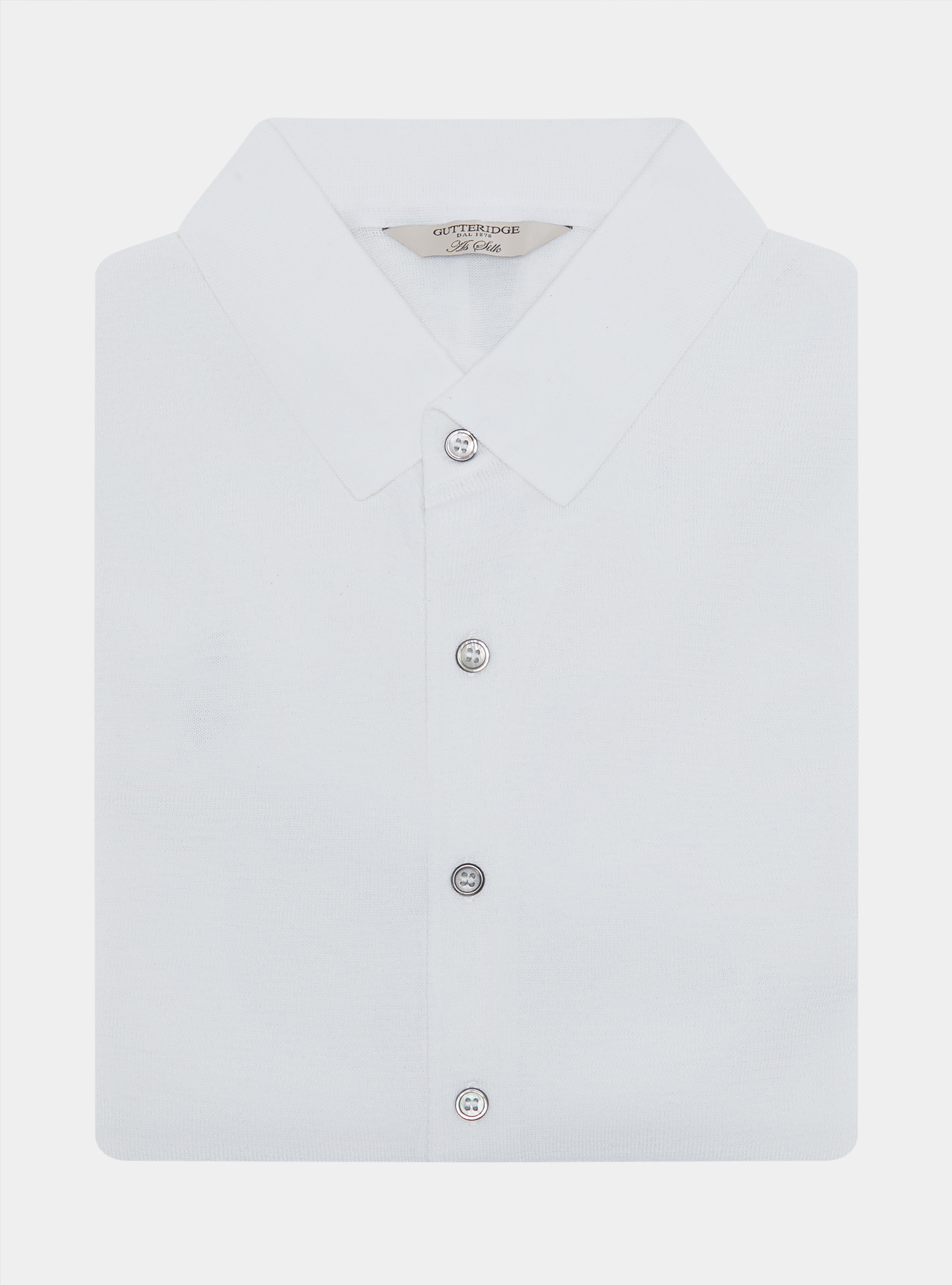 Cotton and silk knit polo shirt, WHITE