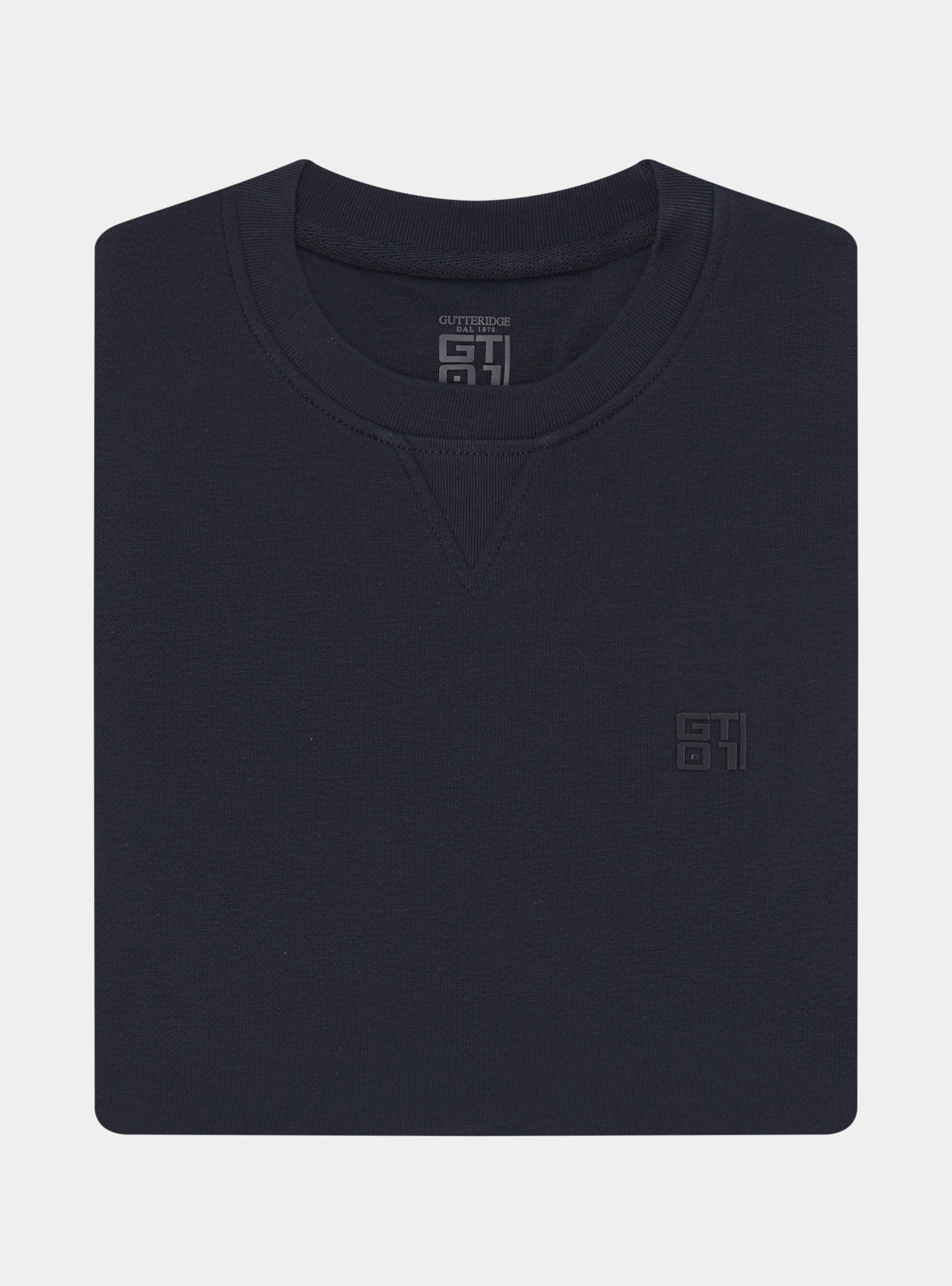 Crew neck sweatshirt with rubberised logo GT01, NAVY BLUE