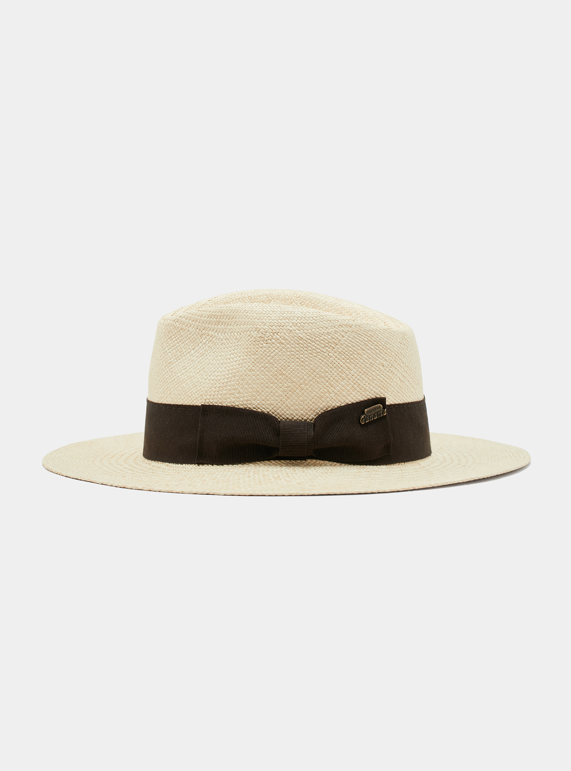 Panama hat with a band, ECRU/MARRONE EM01
