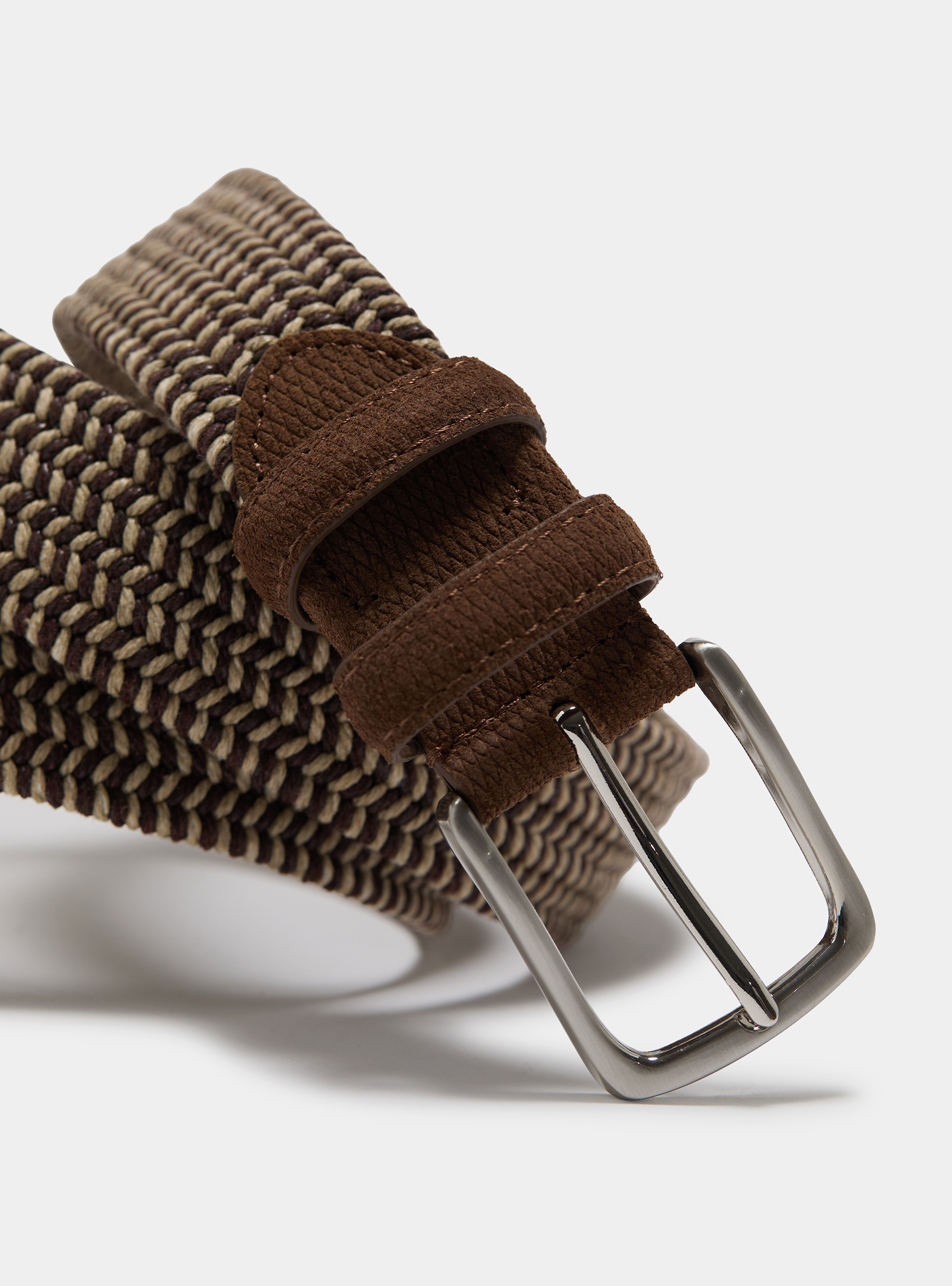 Two-color braided belt, BROWN