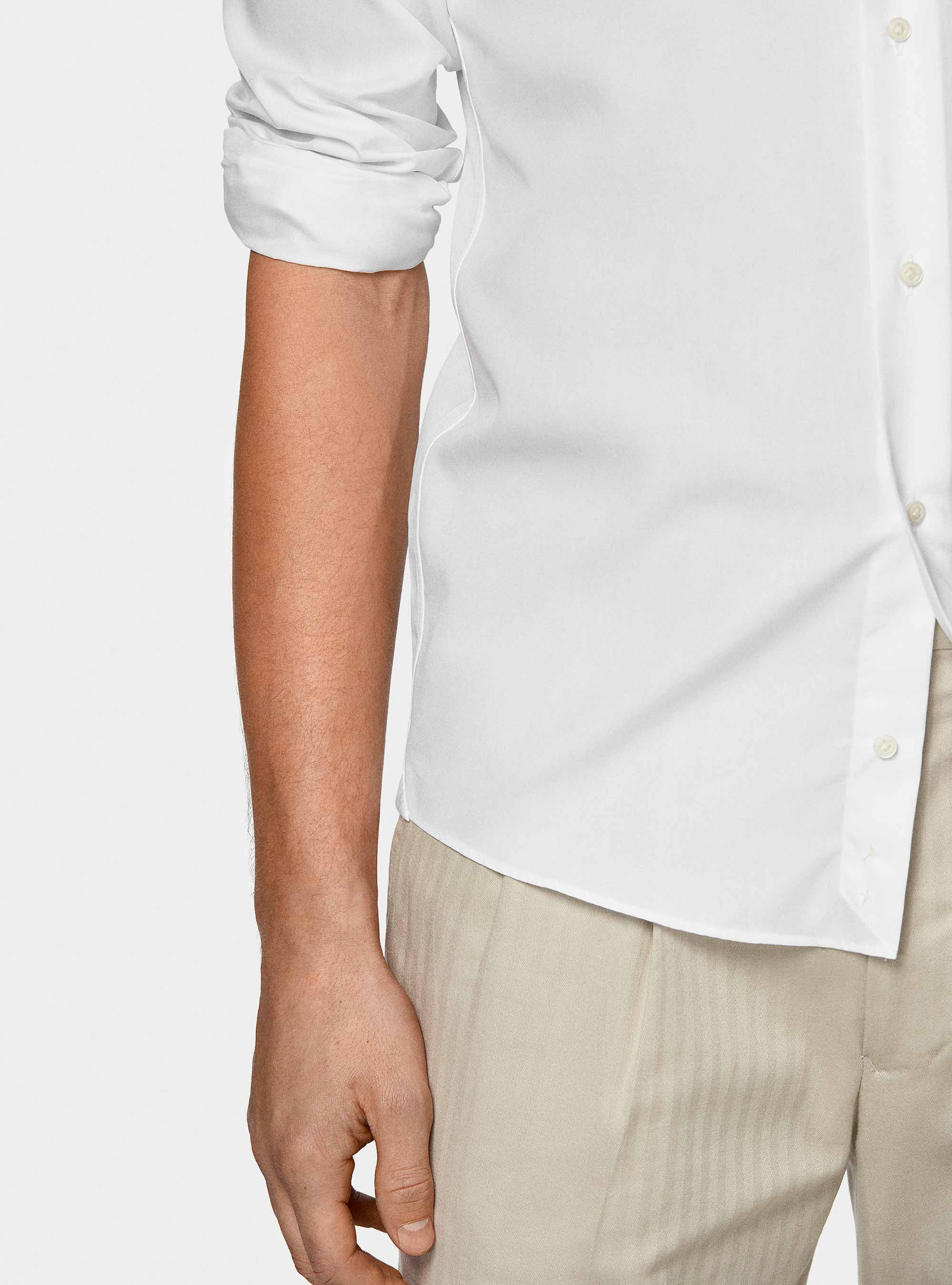 Camisa fil a fil de algod&oacute;n, BLANCO