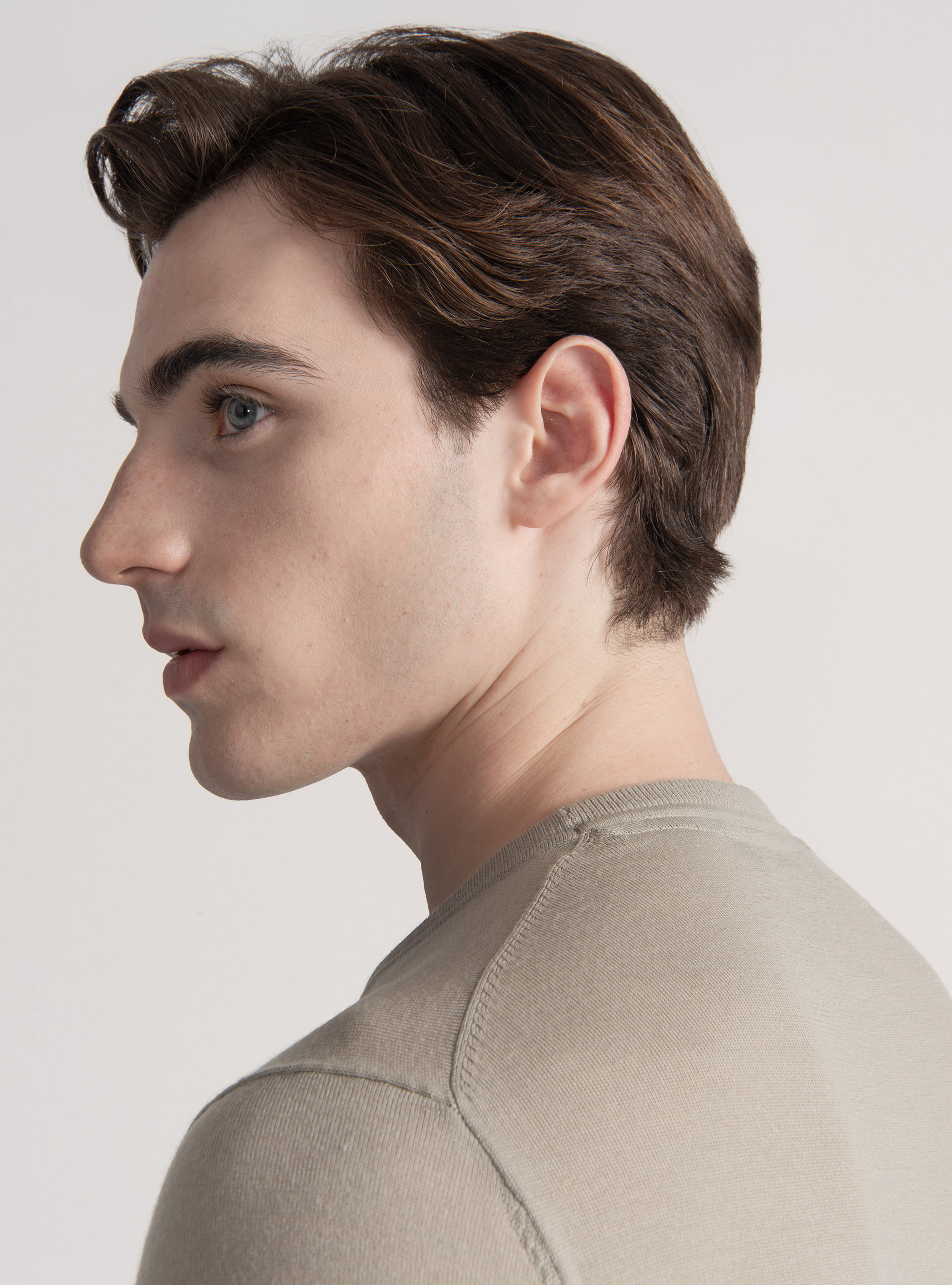 Crew-neck sweater in pure extra-fine merino wool, SAND