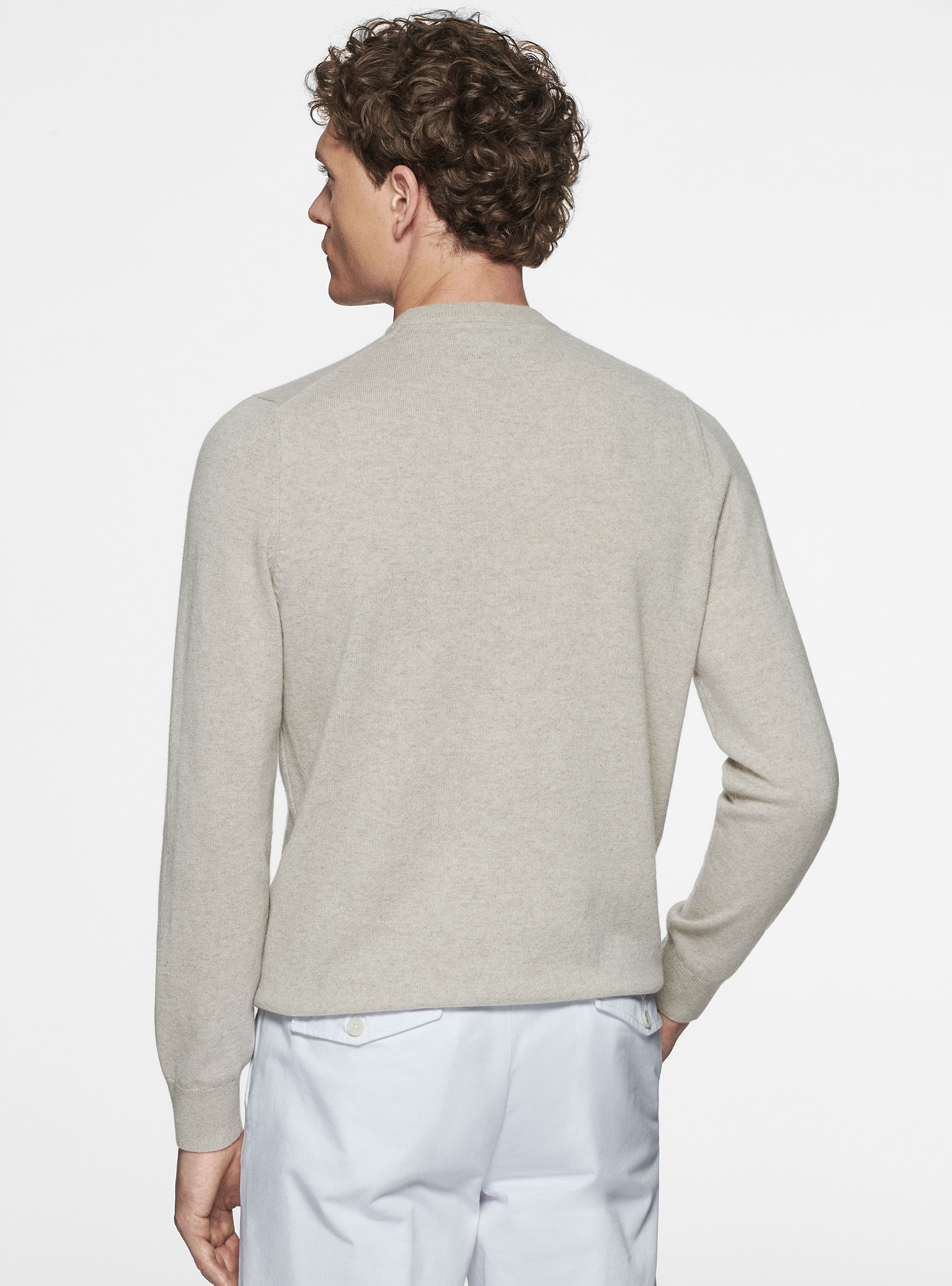 Pullover mit Rundhalsausschnitt aus Kaschmir, ECRU 0560C