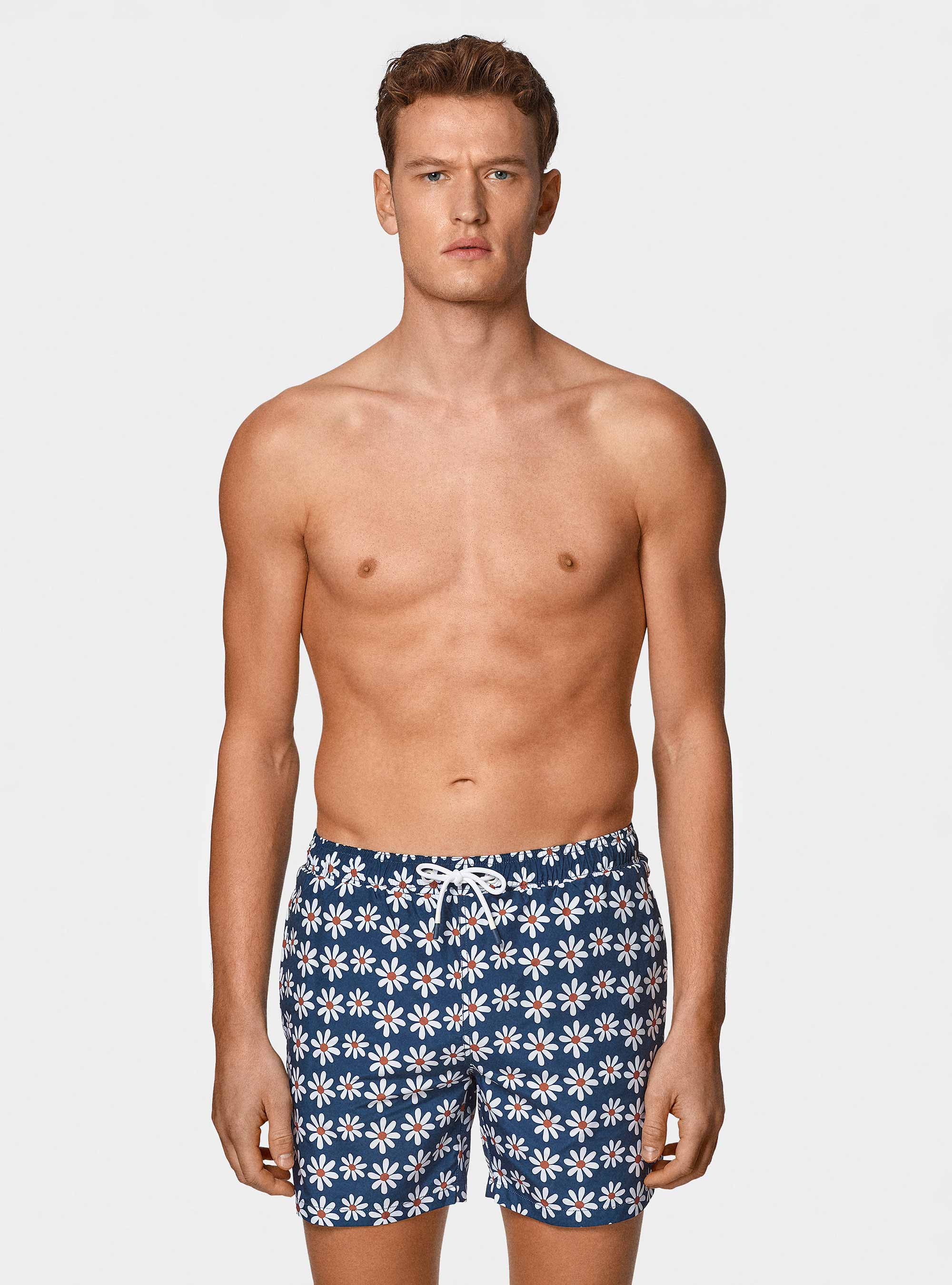 Daisy print swimwear, NAVY BLUE