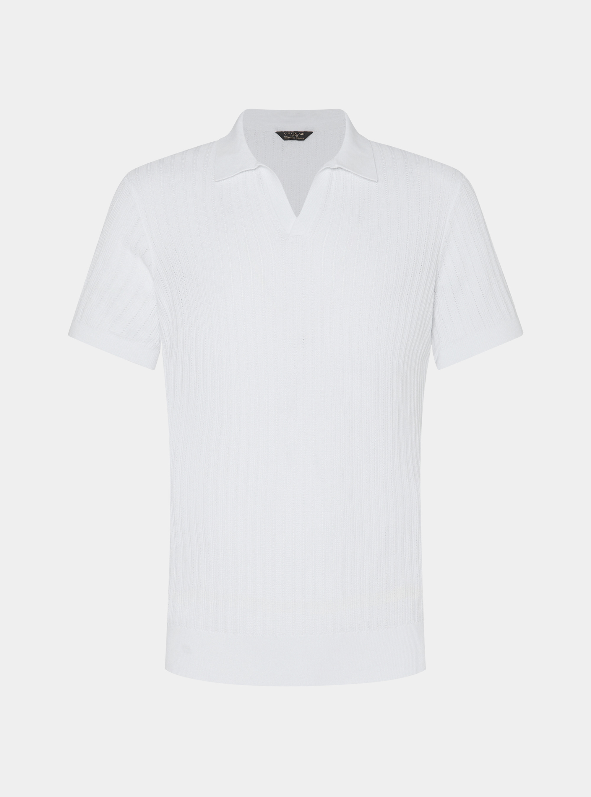 Poloshirt aus perforiertem Strick ohne Kn&ouml;pfe aus extrafeiner Baumwolle, BIANCO 0099C