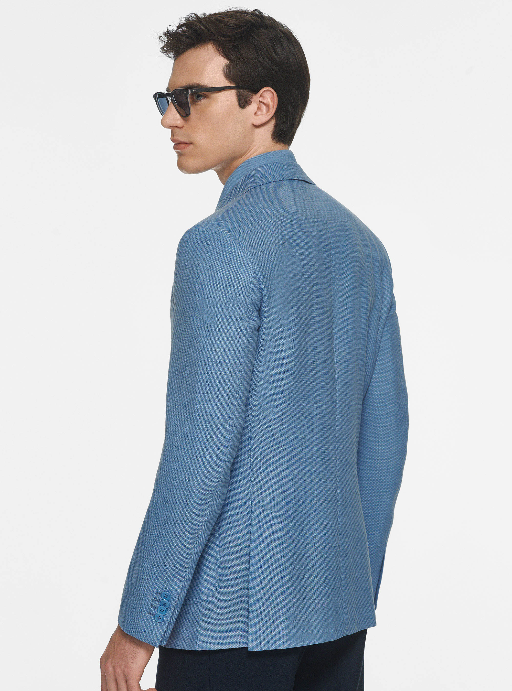 Pure wool hopsack blazer, LIGHT BLUE
