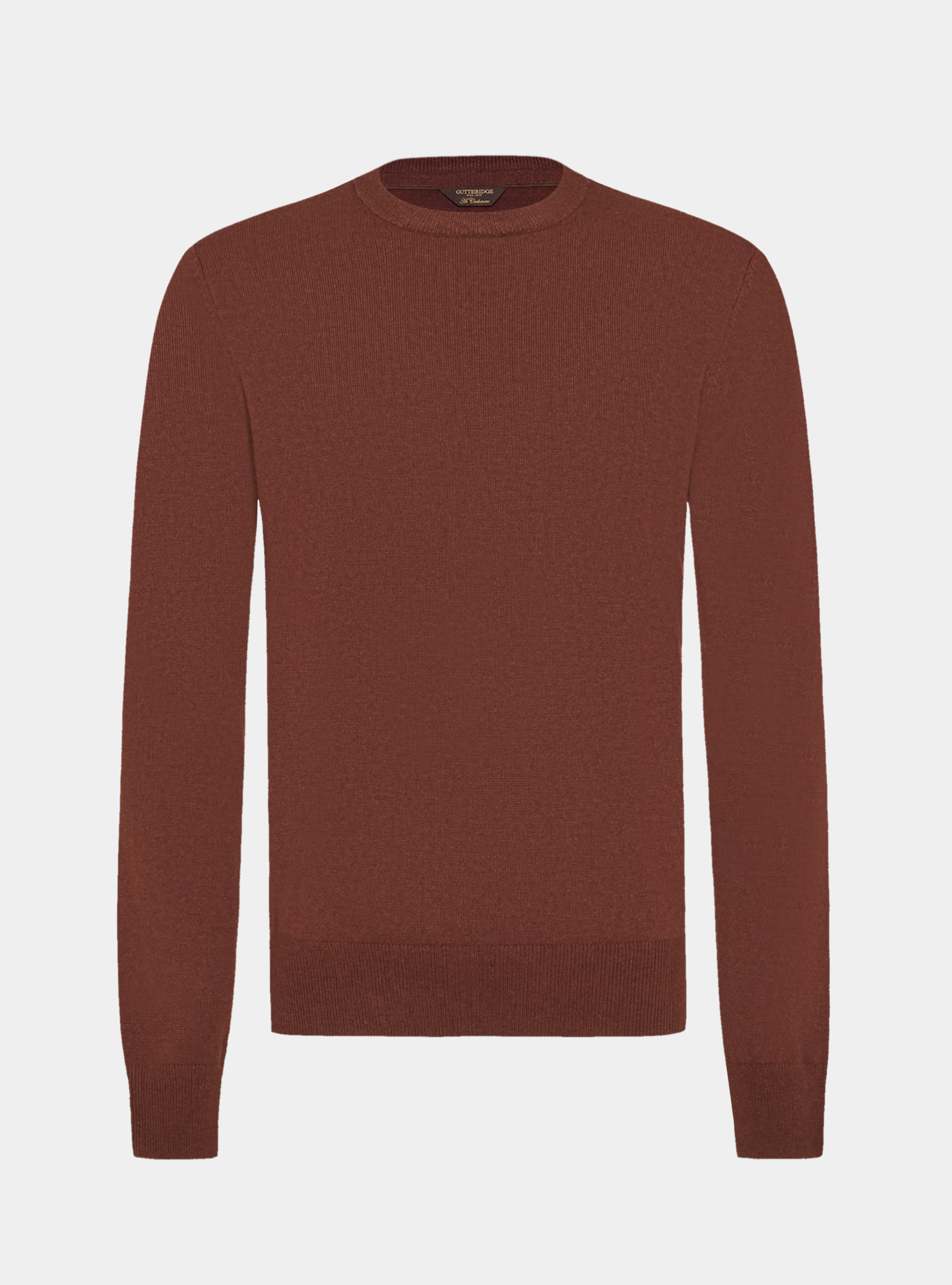 Maglia girocollo in lana lambswool e cashmere, 0396C MATTONE