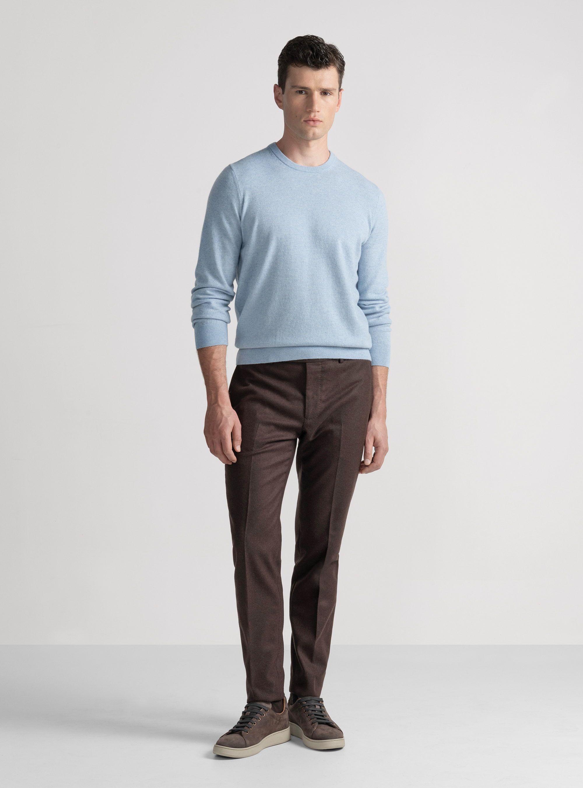Cashmere crew-neck sweater, AZZURRO POLVERE 0283C