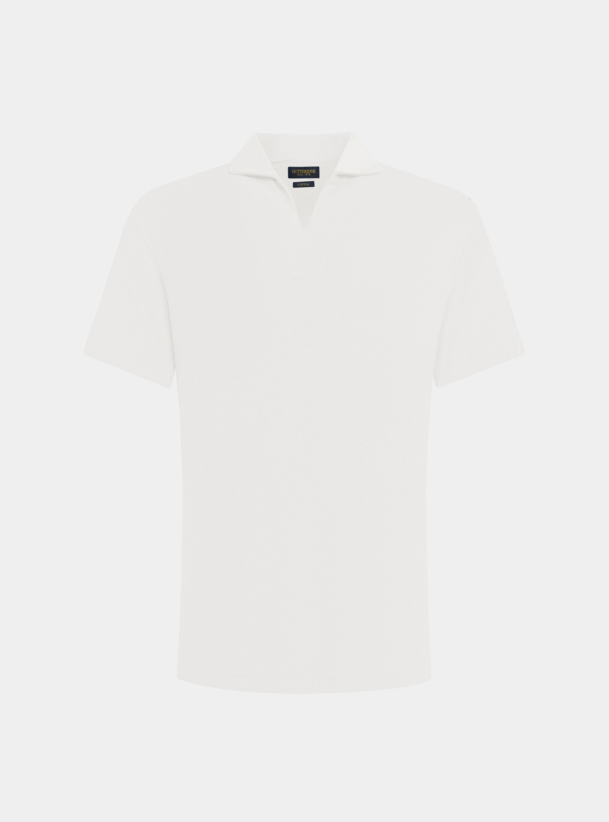 Maglia a polo in puro cotone spugna, BIANCO